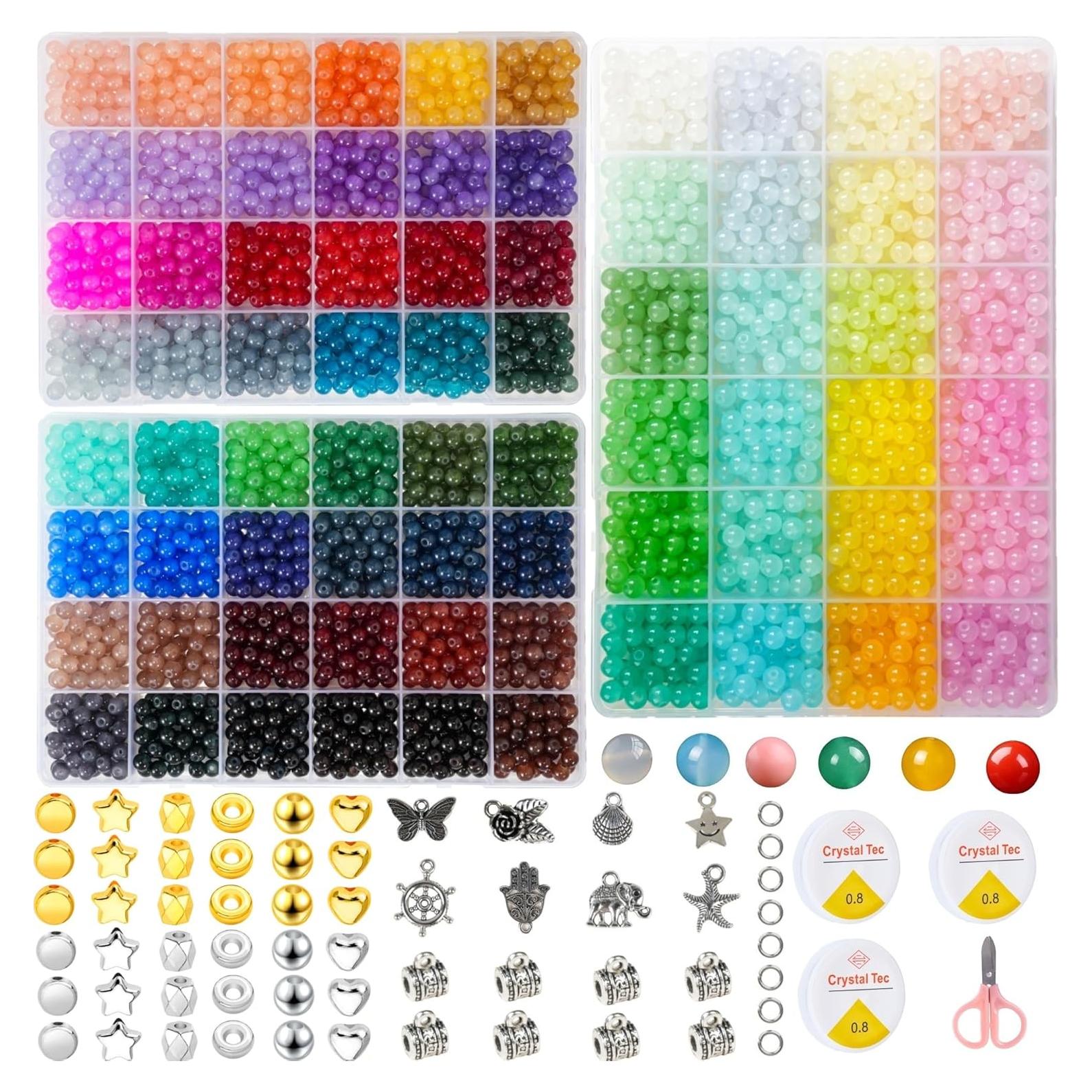 Kit de Perlas de Vidrio 6mm REVKI 3000 Piezas Multicolor