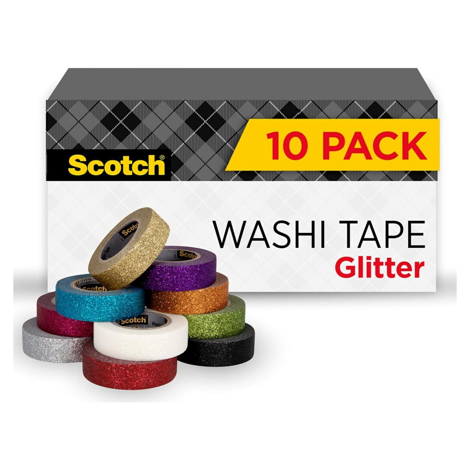 Cinta Washi Glitter Scotch 10 Rollos 25.7x15.6cm Manualidades