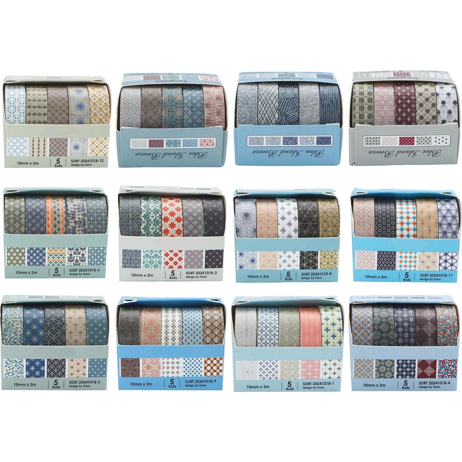 Conjunto de Cinta Washi YUBX 60 Rollos 10mm Geométrica Decorativa