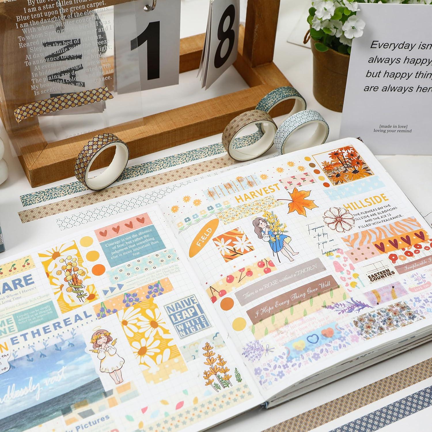 Conjunto de Cinta Washi YUBX 60 Rollos 10mm Geométrica Decorativa