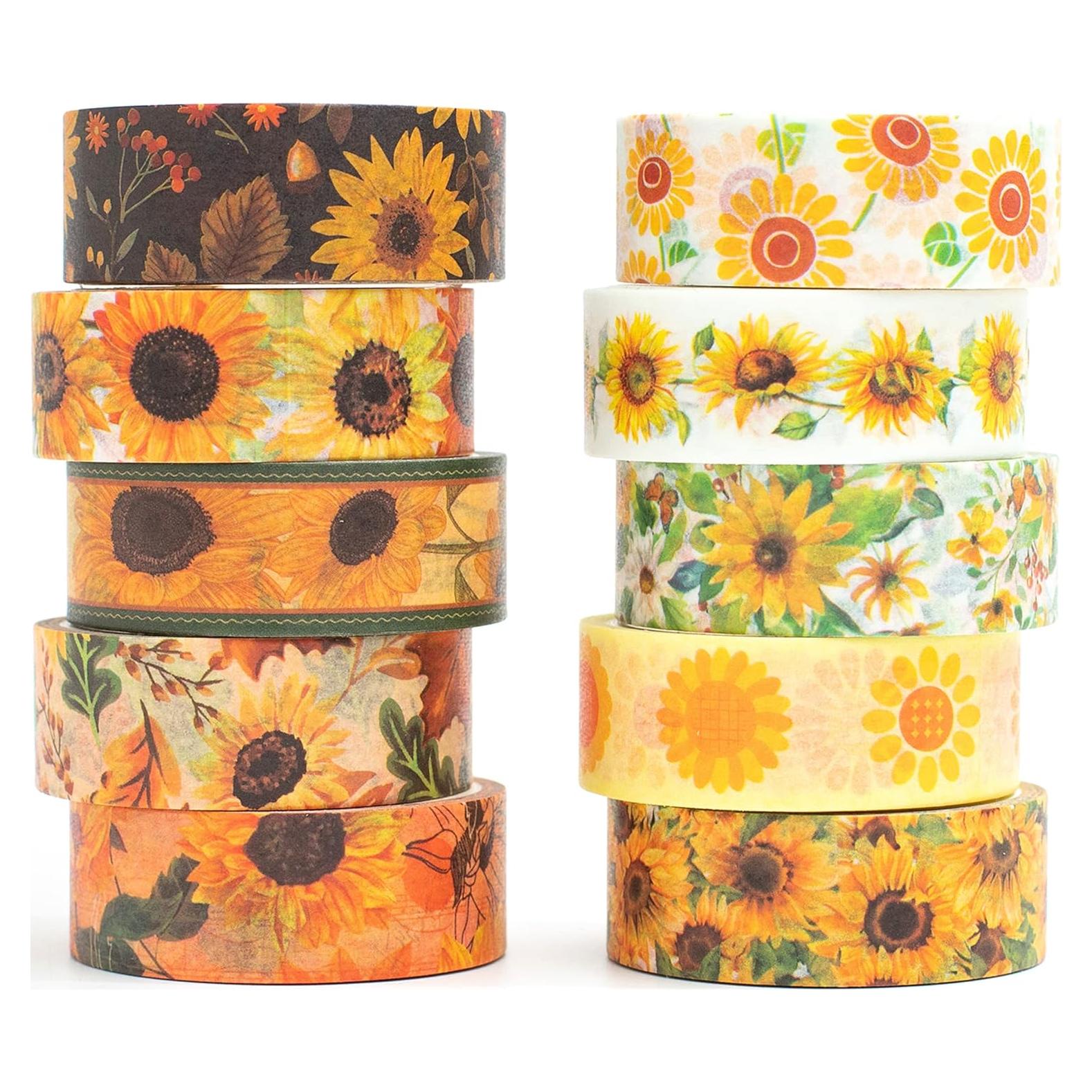 Conjunto de Cinta Washi YUBX Girasol 10 Rollos 15mm x 4m
