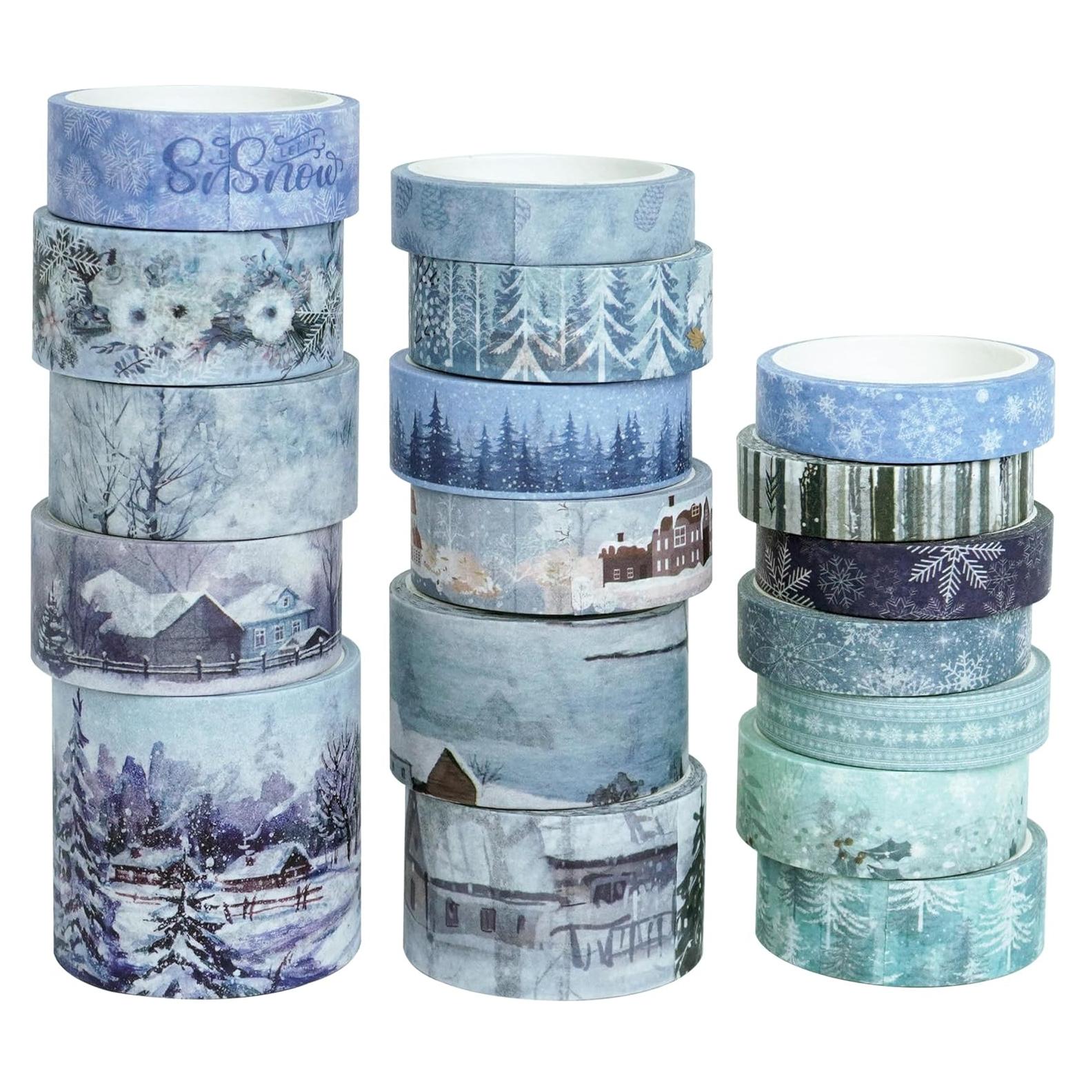 Conjunto de Cinta Washi YUBX Invierno 18 Rollos 4m Decorativa