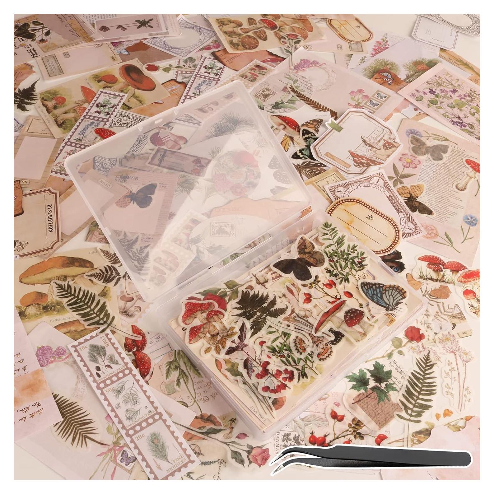 Kit 200 Stickers Vintage Vecbain para Scrapbooking y Journaling