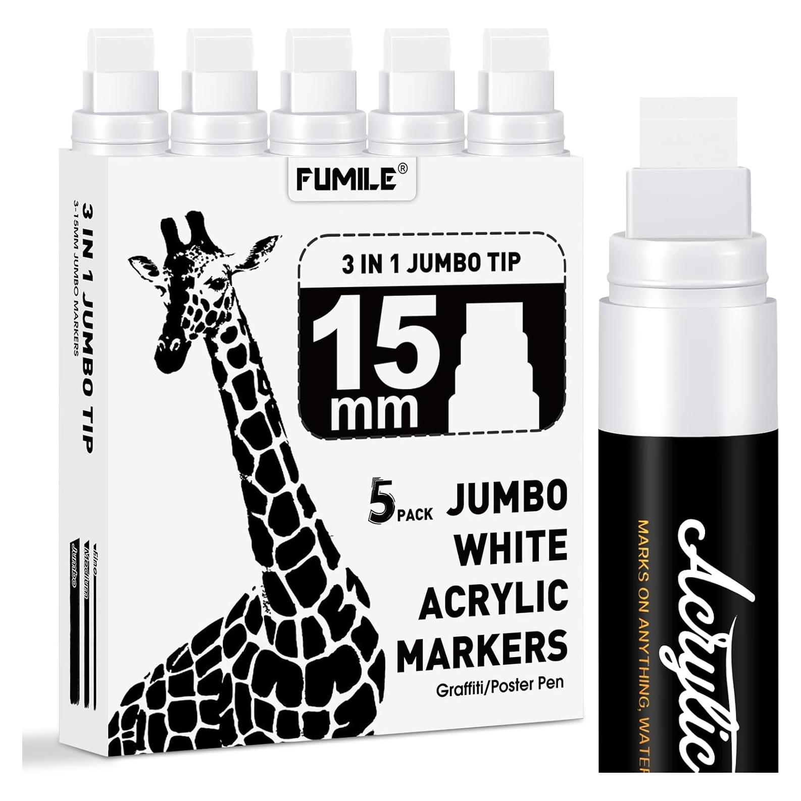 Marcadores de Póster Jumbo FUMILE 5 Pcs 3-15mm Blanco