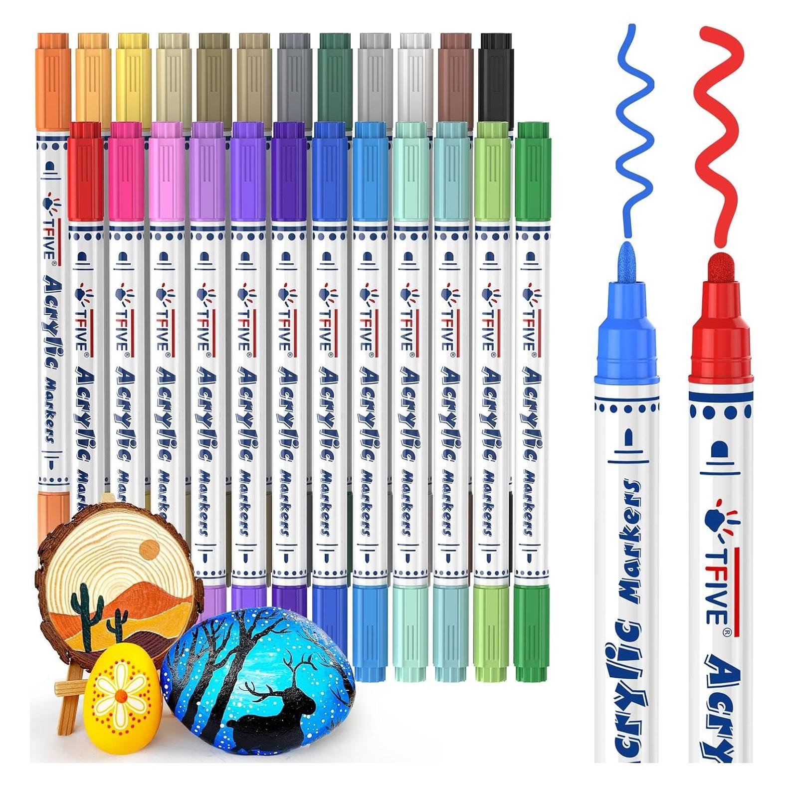 Marcadores de Pintura Acrílica TFIVE Doble Punta 24 Colores