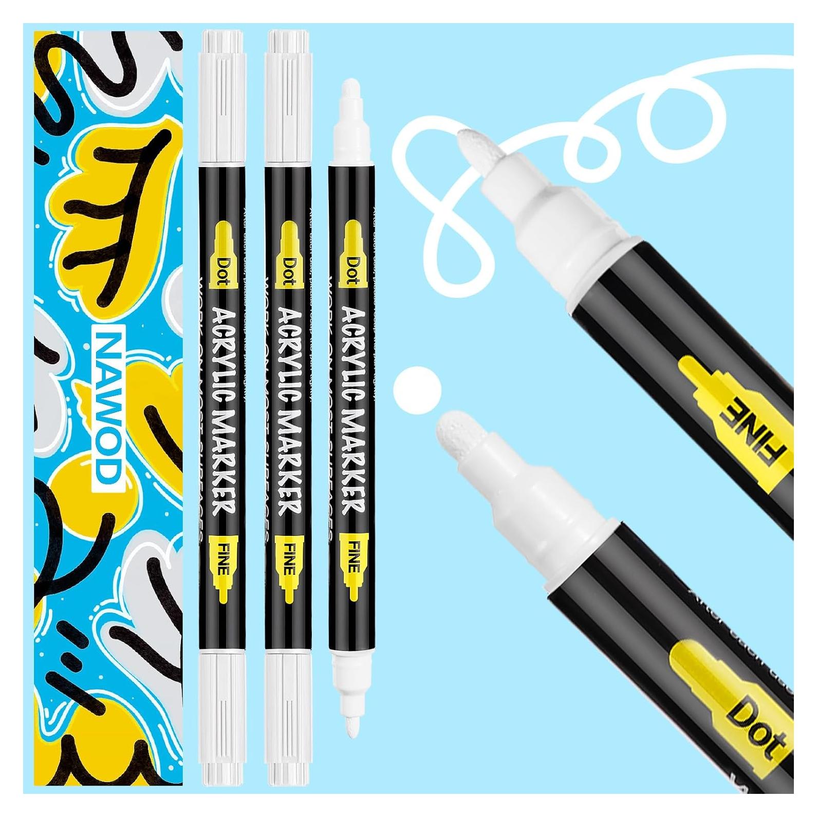 Marcadores de Pintura Acrílica NAWOD 3 Unidades Doble Punta 1-5mm