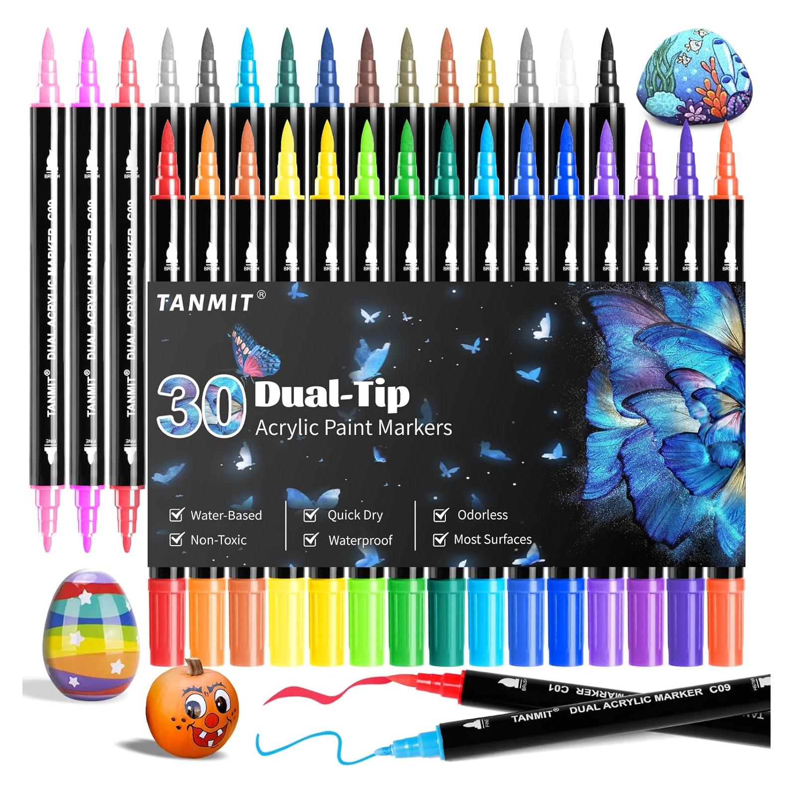 30 Marcadores Acrílicos Doble Punta TANMIT - Multicolor