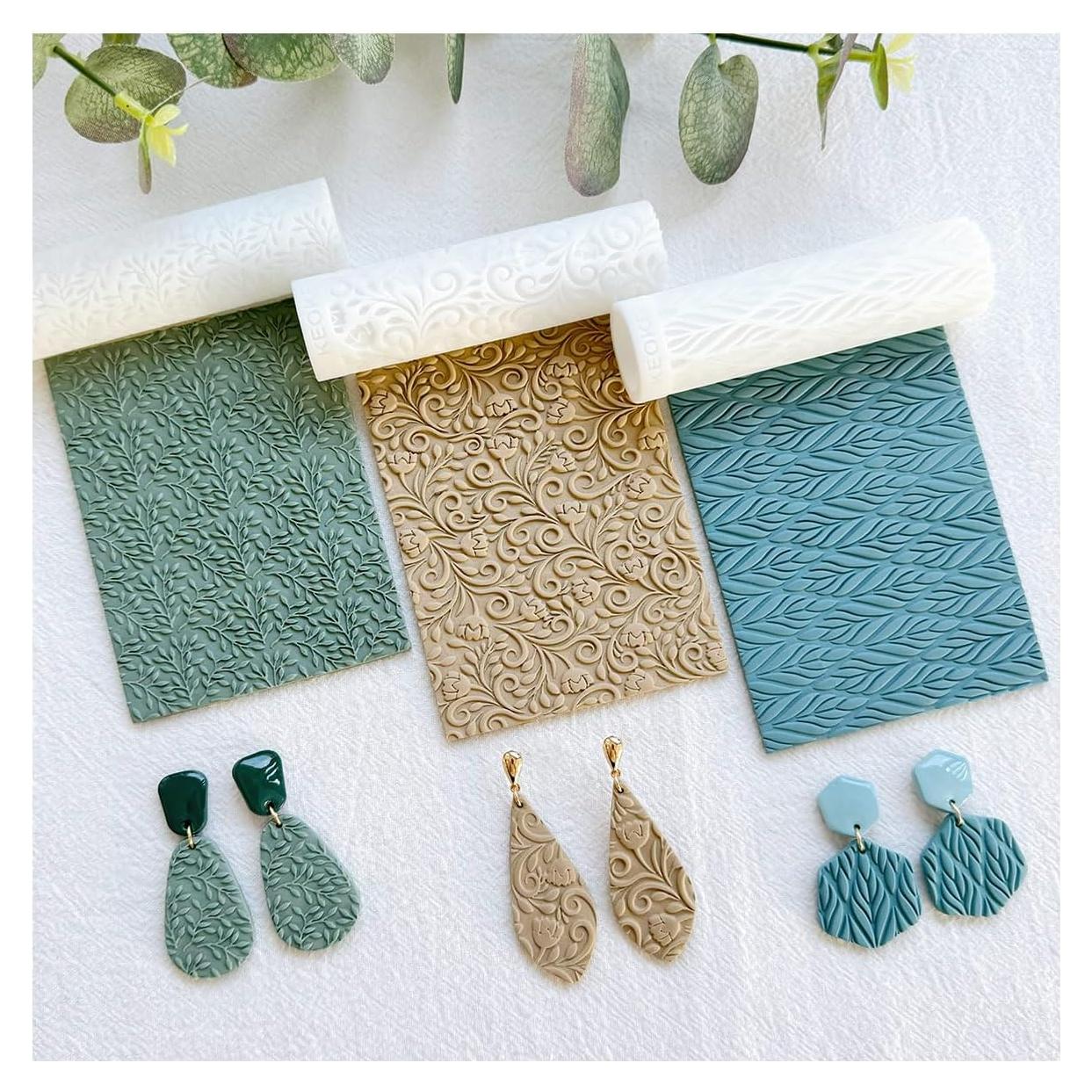 Rodillo de Textura de Arcilla Polimérica KEOKER 3 Piezas