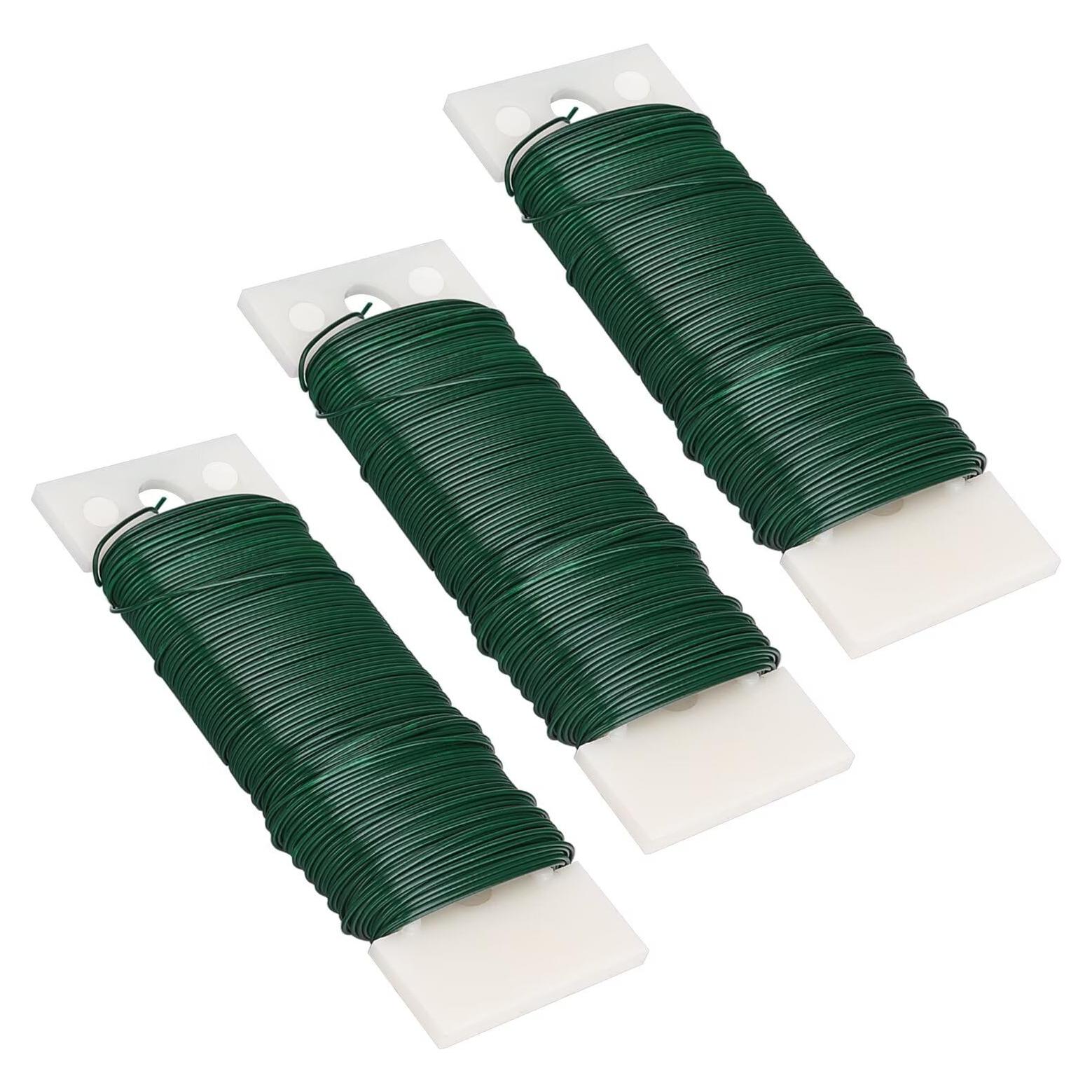 Paquete de 3 rollos de alambre flexible verde 22 calibre 104 m