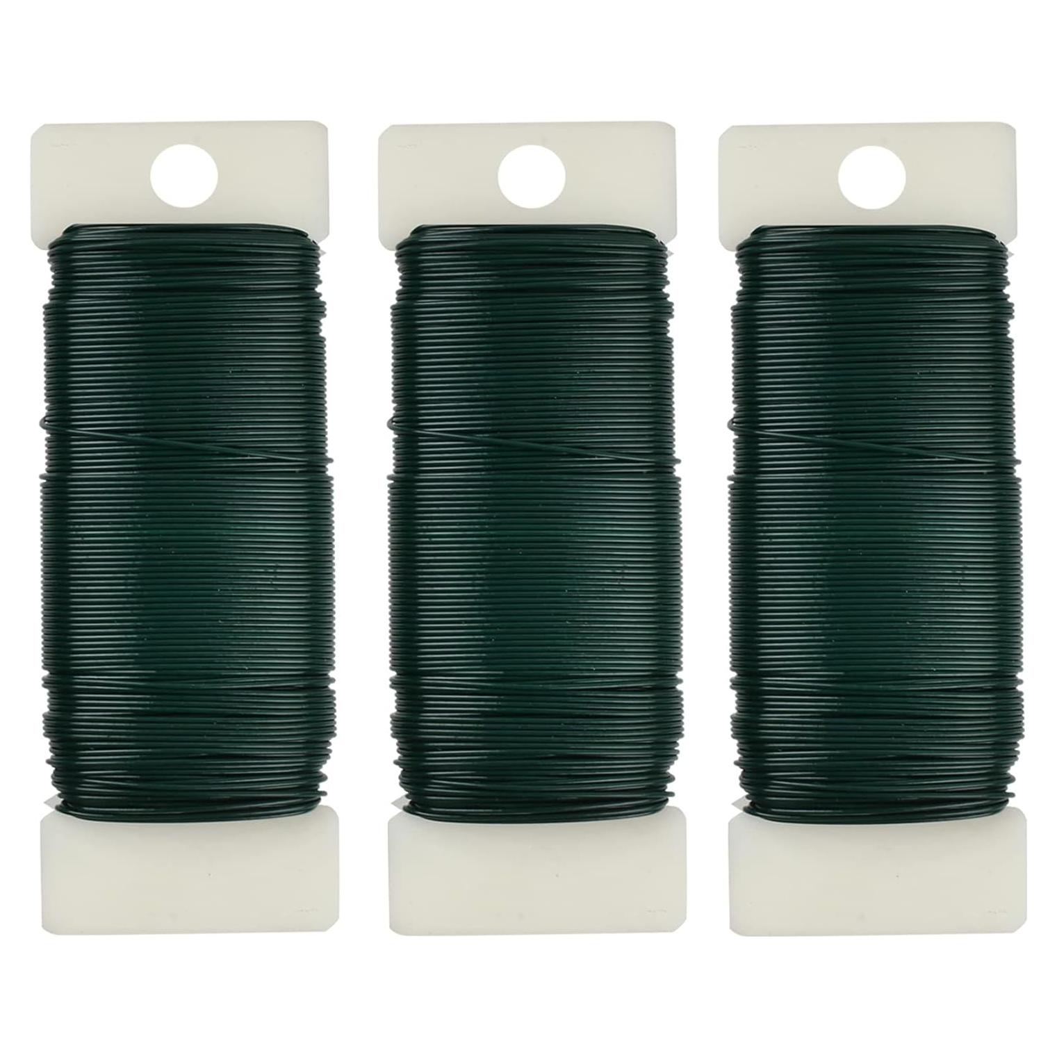 Paquete de 3 Rollos de Alambre Floral Verde 22 Calibre - 108 Metros