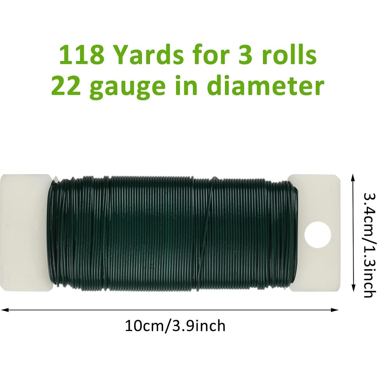Paquete de 3 Rollos de Alambre Floral Verde 22 Calibre - 108 Metros