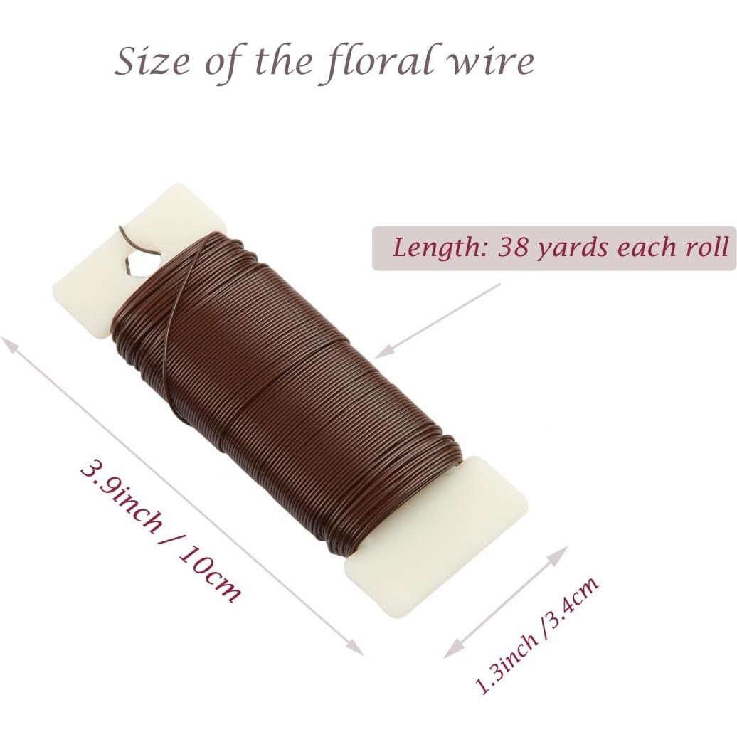 Alambre Floral YUXIANG 22 Calibres 34.7m Color Café para Manualidades