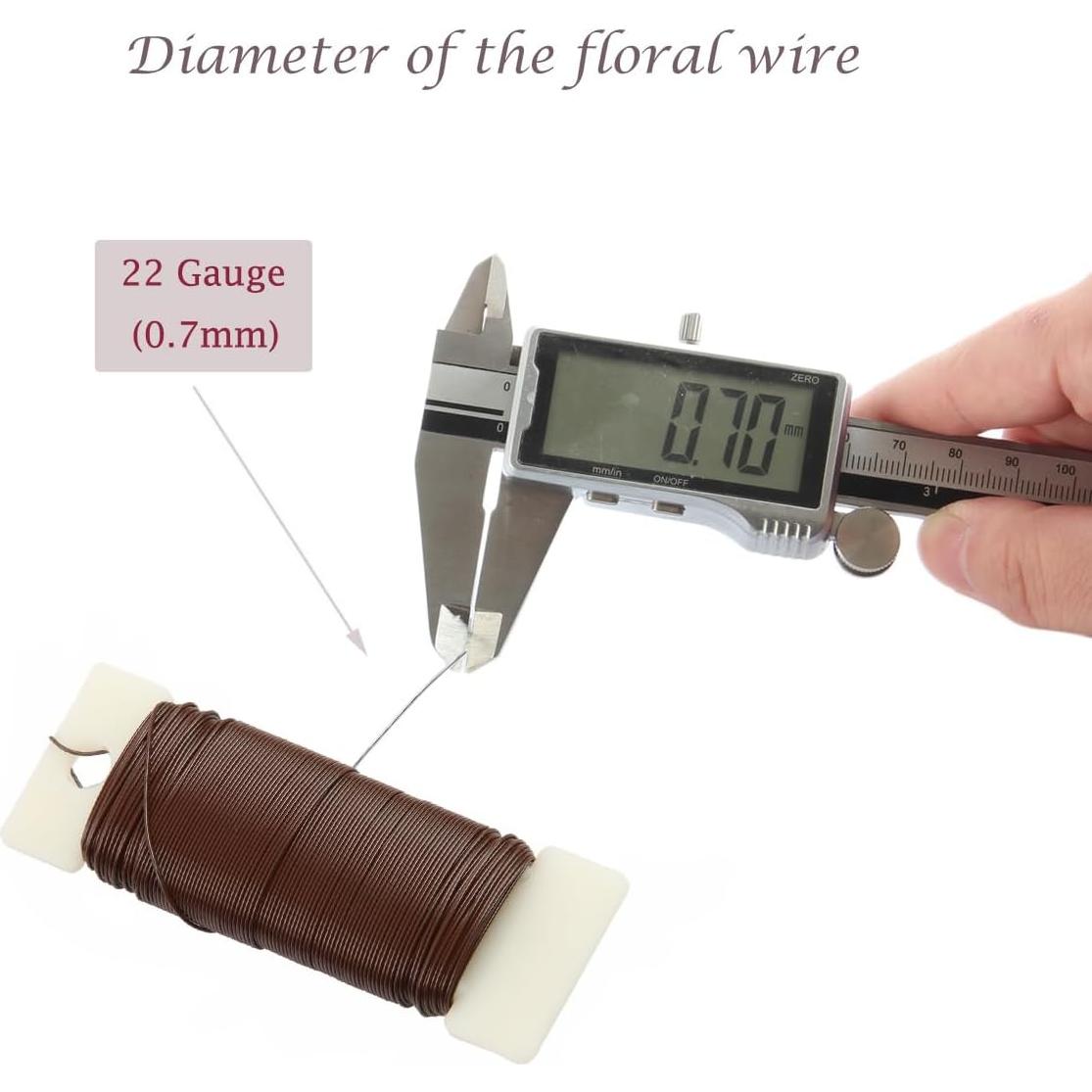Alambre Floral YUXIANG 22 Calibres 34.7m Color Café para Manualidades