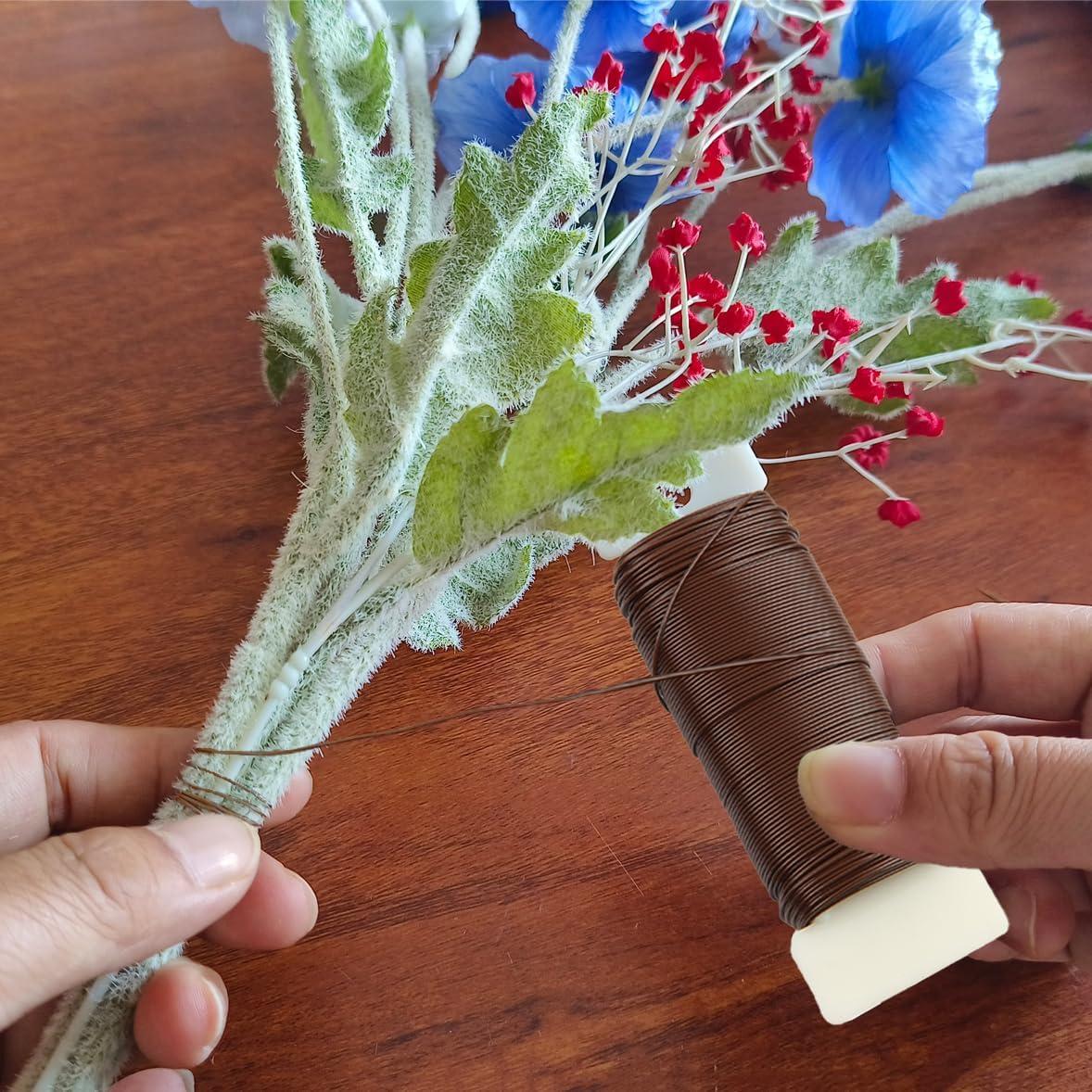 Alambre Floral YUXIANG 22 Calibres 34.7m Color Café para Manualidades