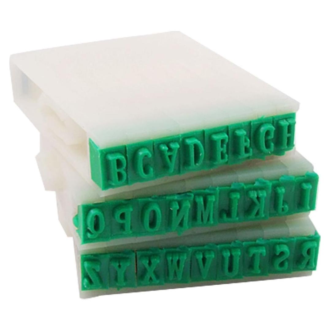 Juego de Sellos de Alfabeto uxcell 26 Letras Verde 5x3mm