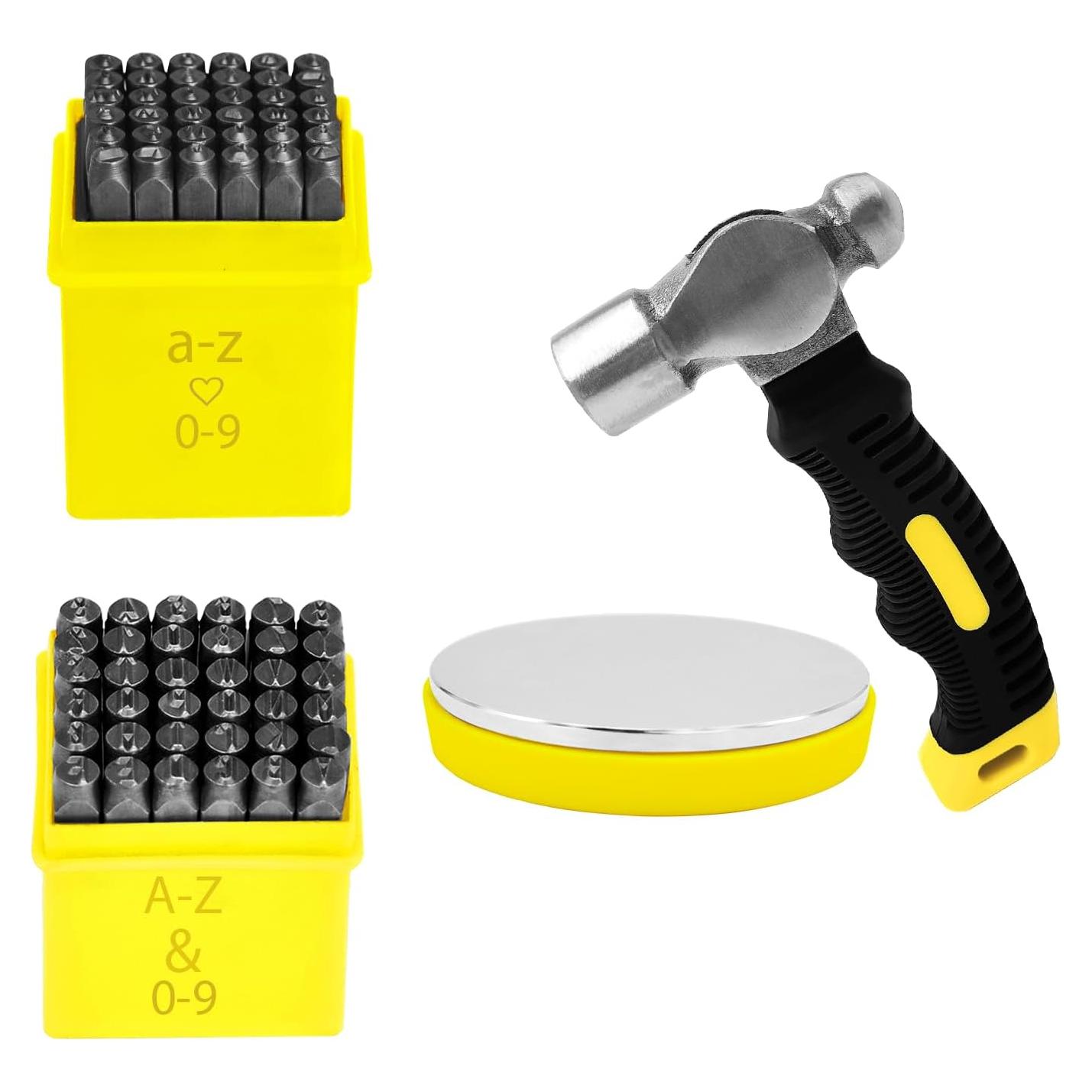 Kit de estampado de metal 76 piezas - Martillo y punzones 6mm 3mm