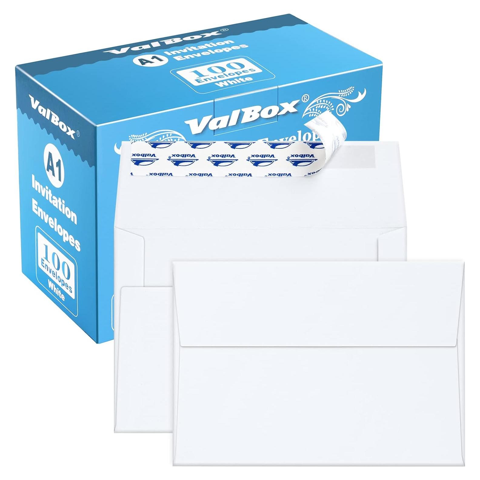 Sobres de Invitación A1 ValBox 100 Unidades Autoadhesivos Blancos