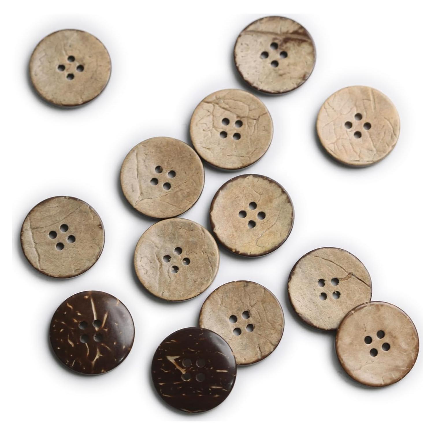 Botones de Coco Natural 25mm MASONEE 100PCS 4 Agujeros