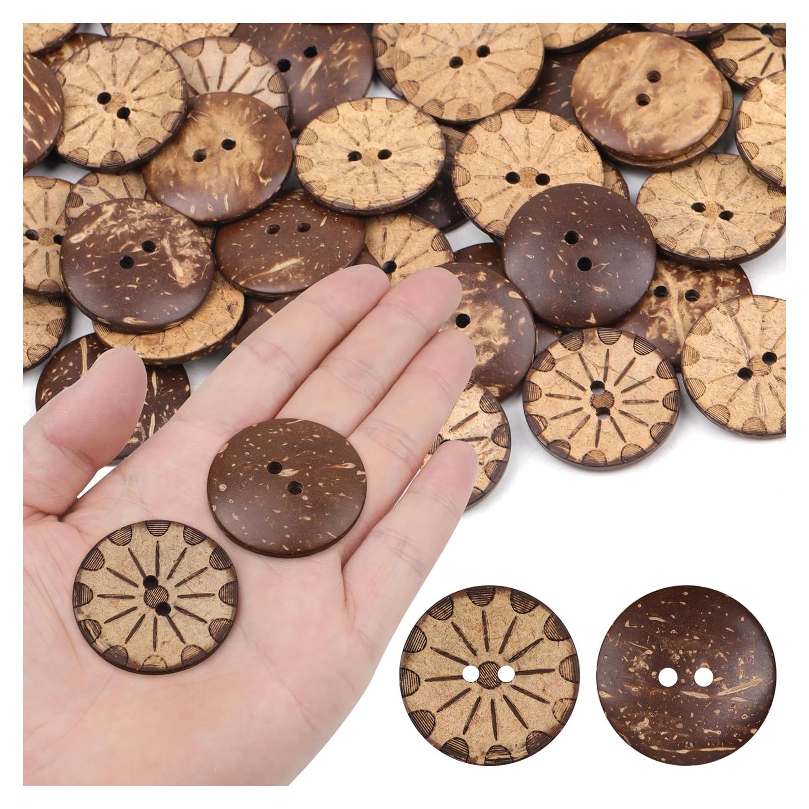 Botones de Cáscara de Coco YAKA 50 Piezas 3 cm Marrón