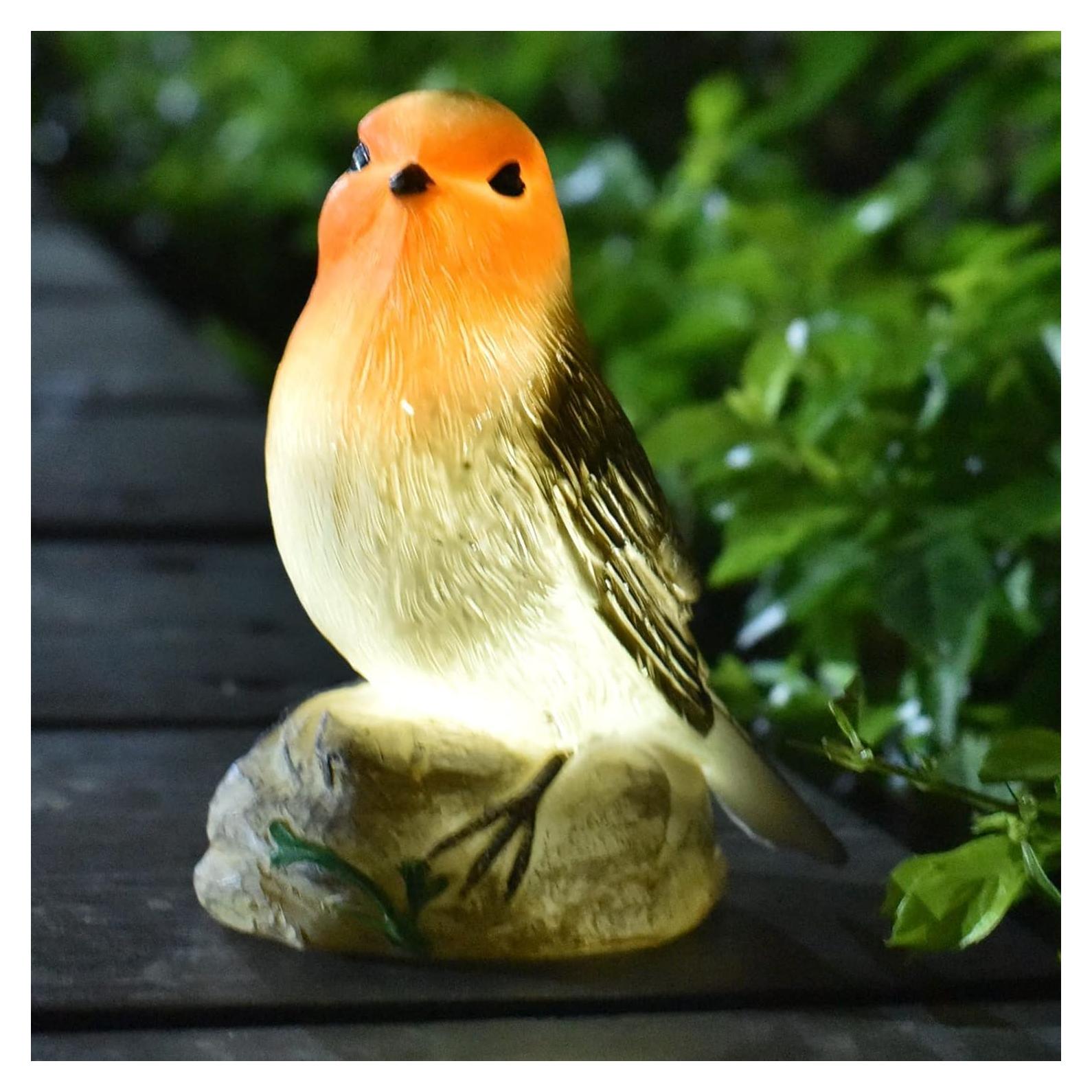 Estatua Decorativa Solar de Jardín - Luz de Pájaro Resistente