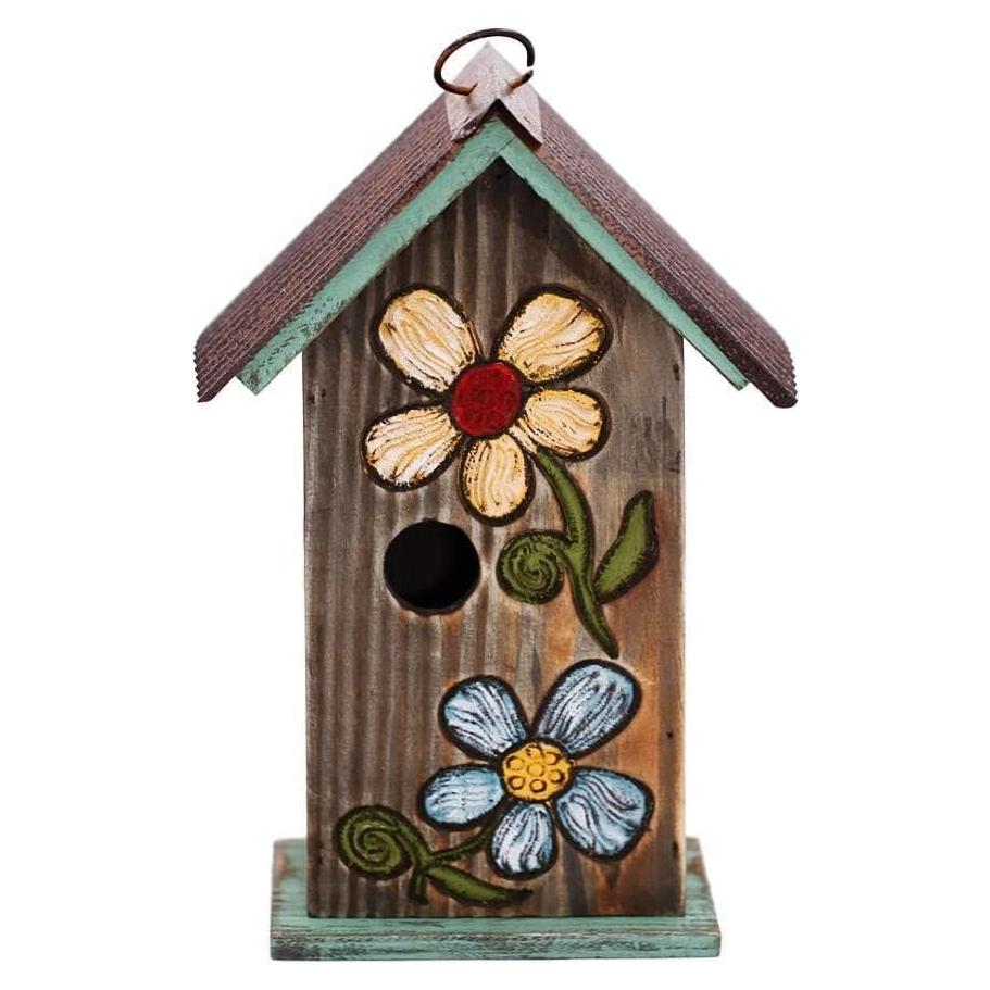 Casa de pájaros Topadorn de madera tallada 28 cm para jardín