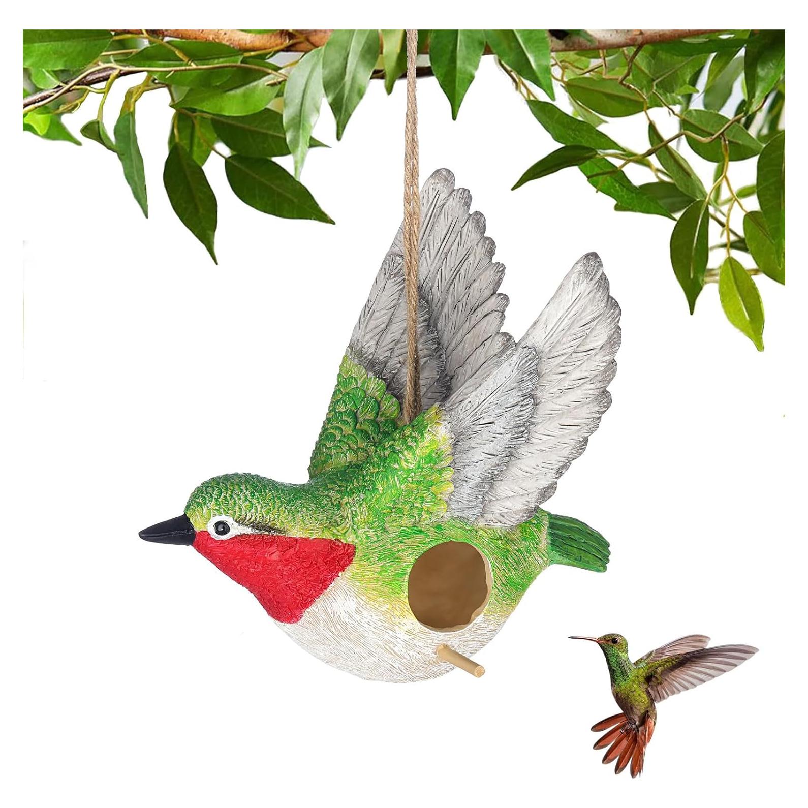 Casa de Pájaro Colgante BAYN de Resina para Jardín 16.5x13x12 cm