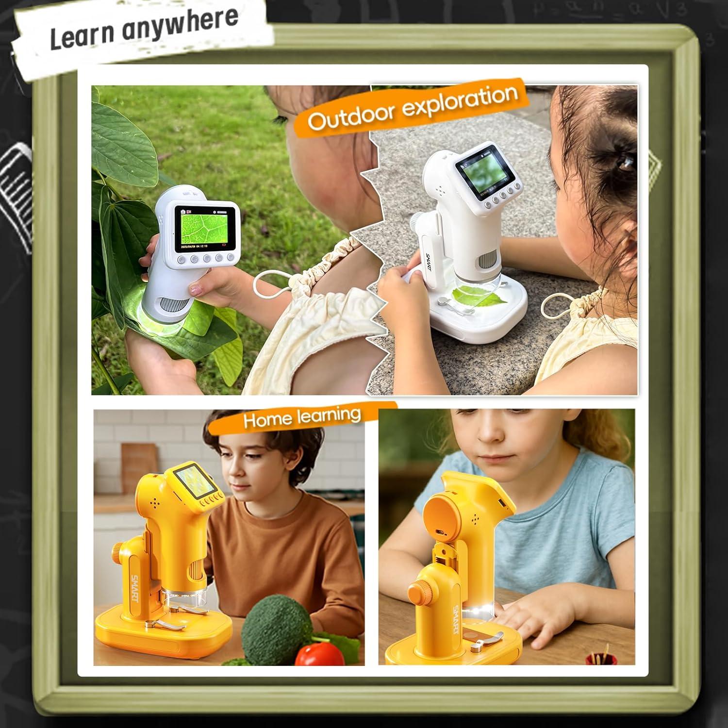 Microscopio Digital para Niños PYRODUM P02-G 1600x con Pantalla 2"