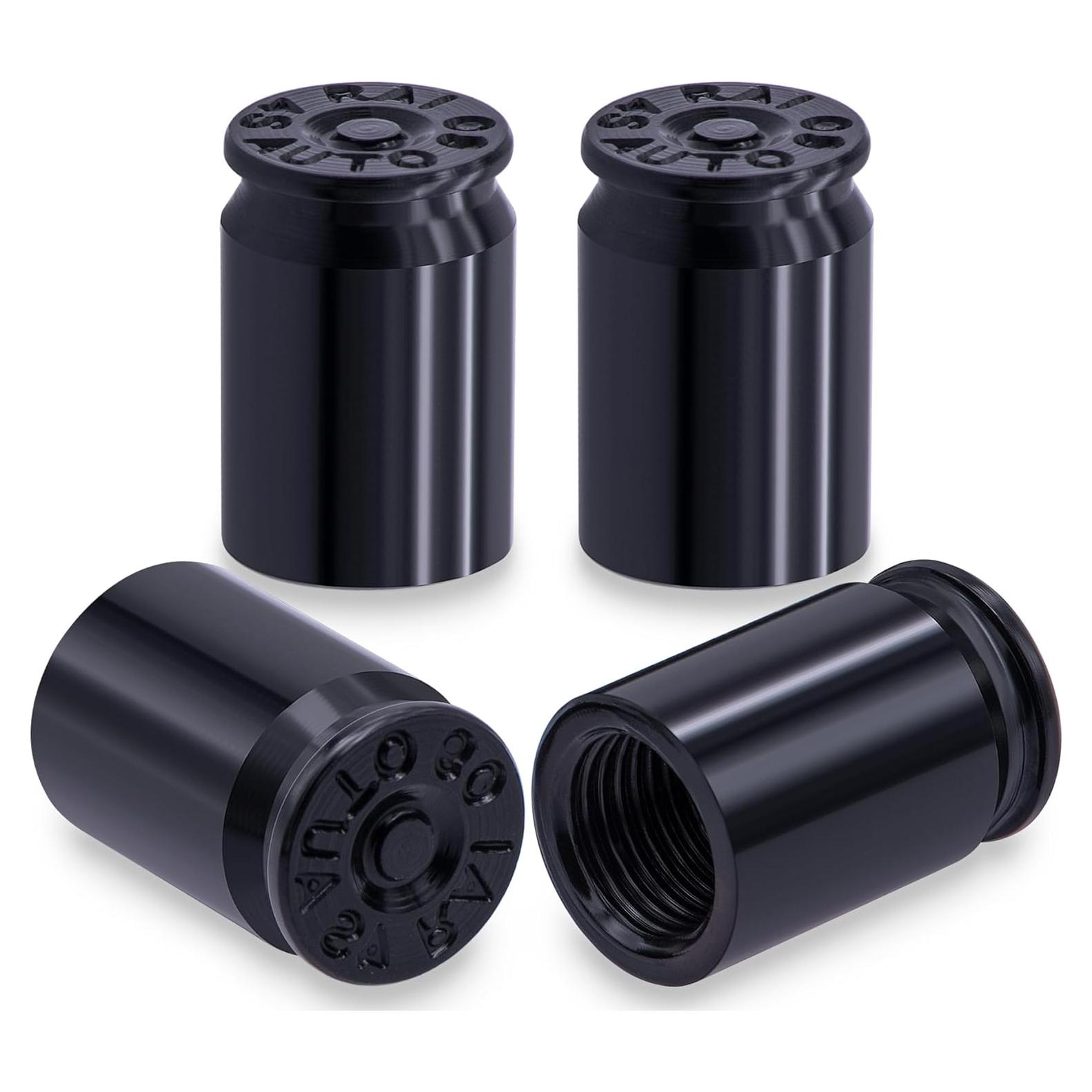 4 Tapones de Válvula de Neumático MEAJOO Aluminio Negro