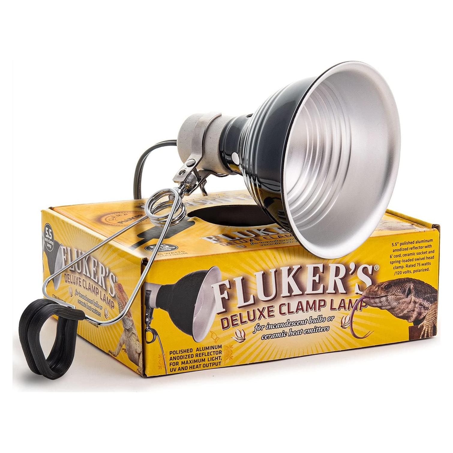 Lámpara Fluker's Repta-Clamp 75W para Reptiles con Interruptor