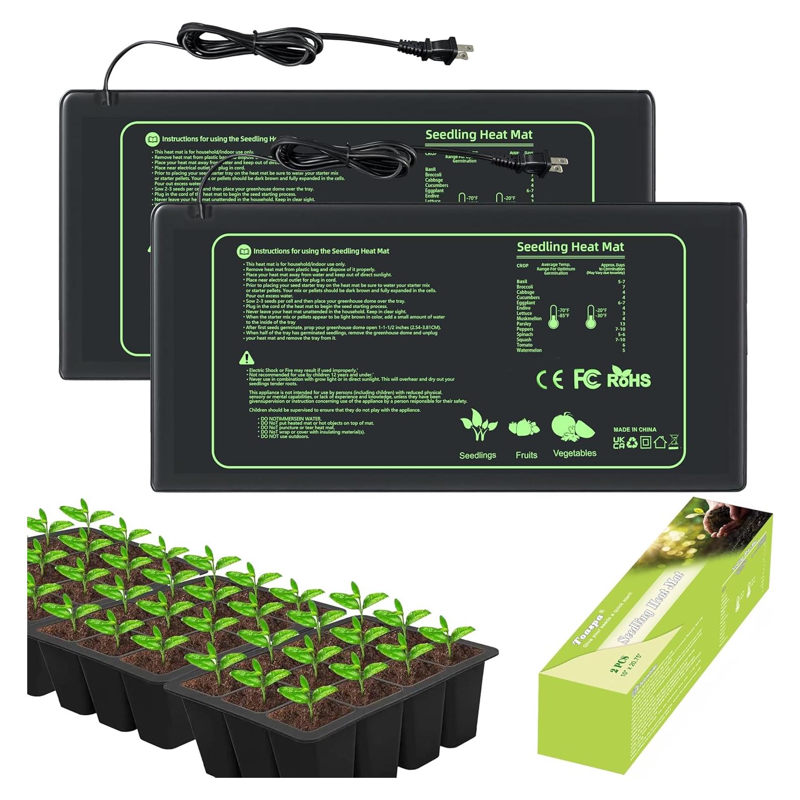 Alfombrilla Térmica para Plántulas Toaspa - Paquete de 2, 52.7x25.4 cm