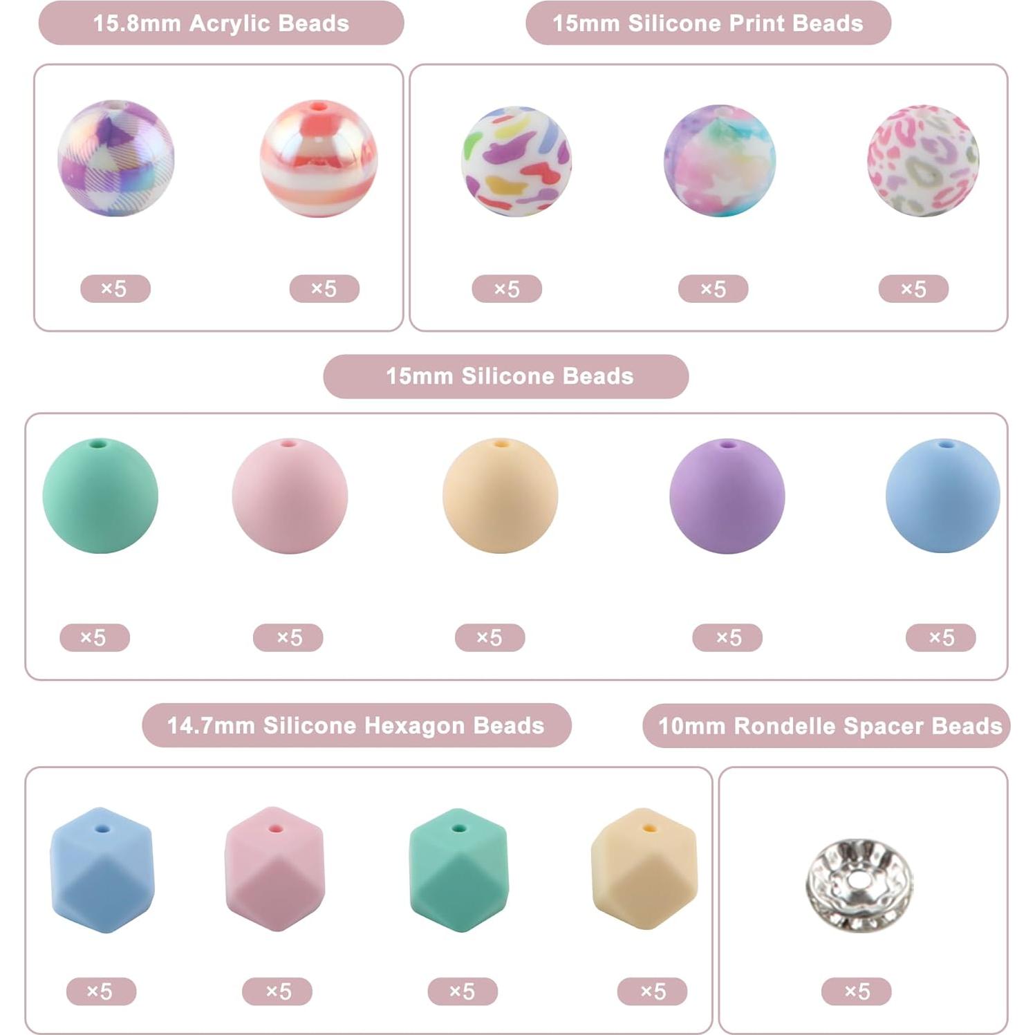 Set de 100 Perlas de Silicona Kovict Multicolor 10-15mm DIY