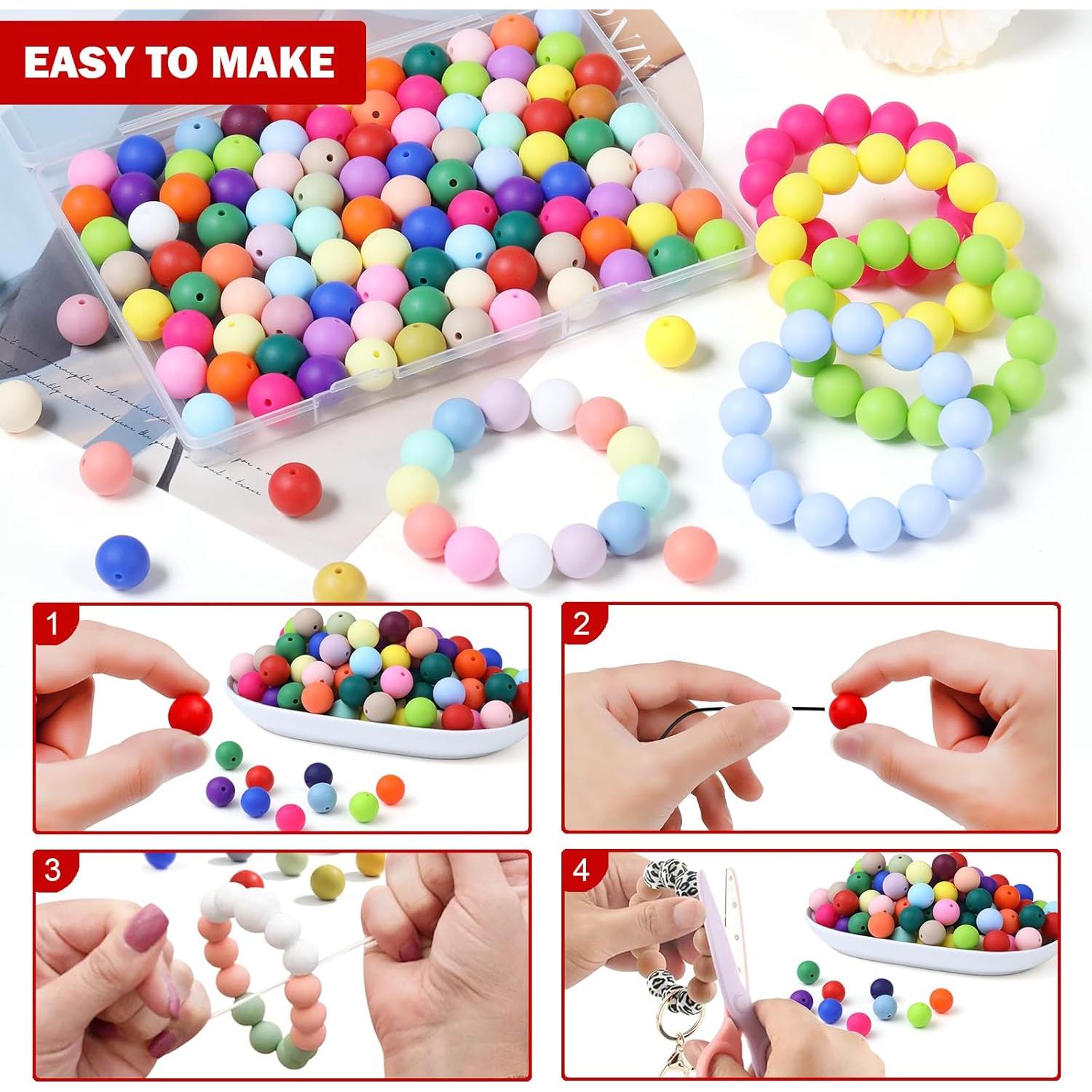 100 Perlas de Silicona 15mm JMBOXBTQ Rojo Escarlata para Manualidades