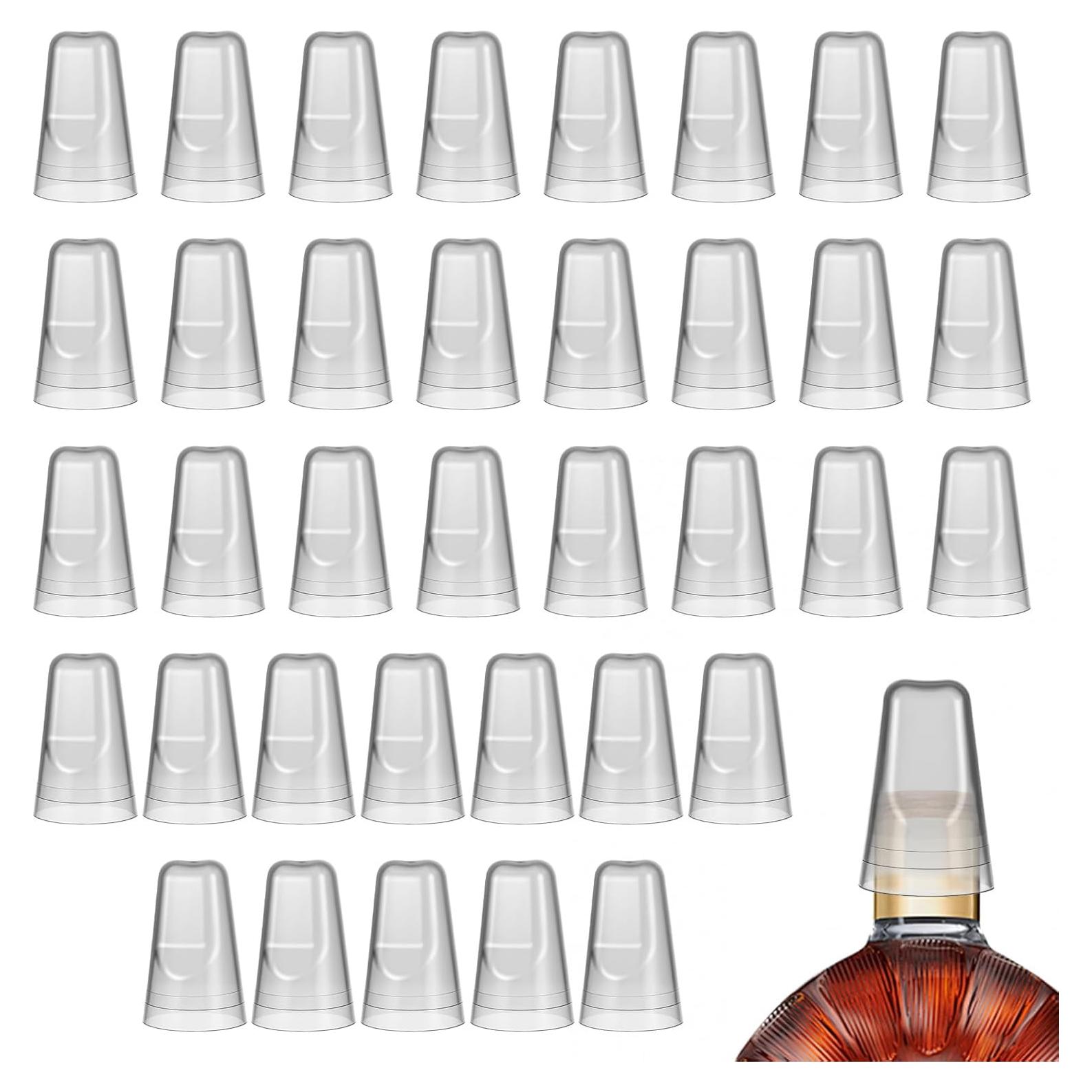 36 Tapas de Botellas de Licor MAQUITA PVC Transparentes