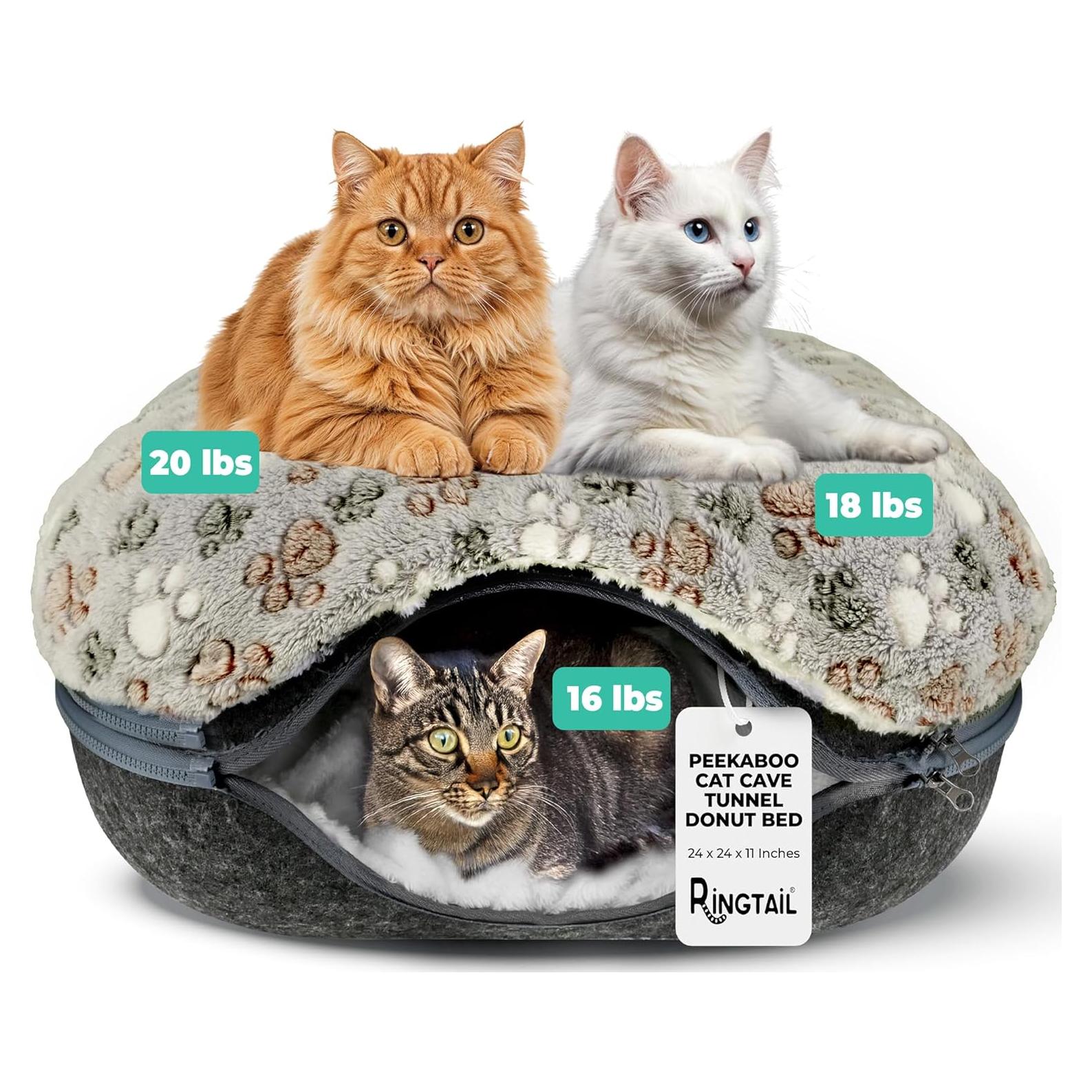 Cueva para Gatos RINGTAIL con Cojines - Cama Donut 24x24 cm