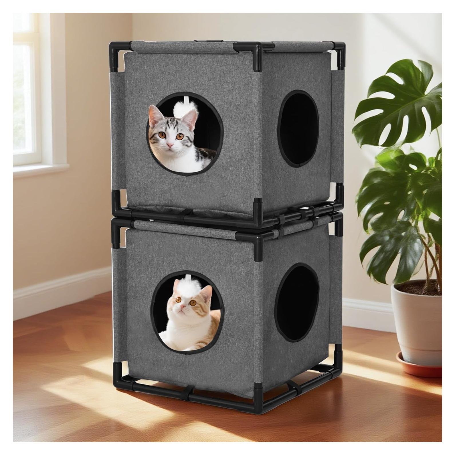 Casa para Gatos Doble CSQOO 1020 Gris 43cm 2.4kg