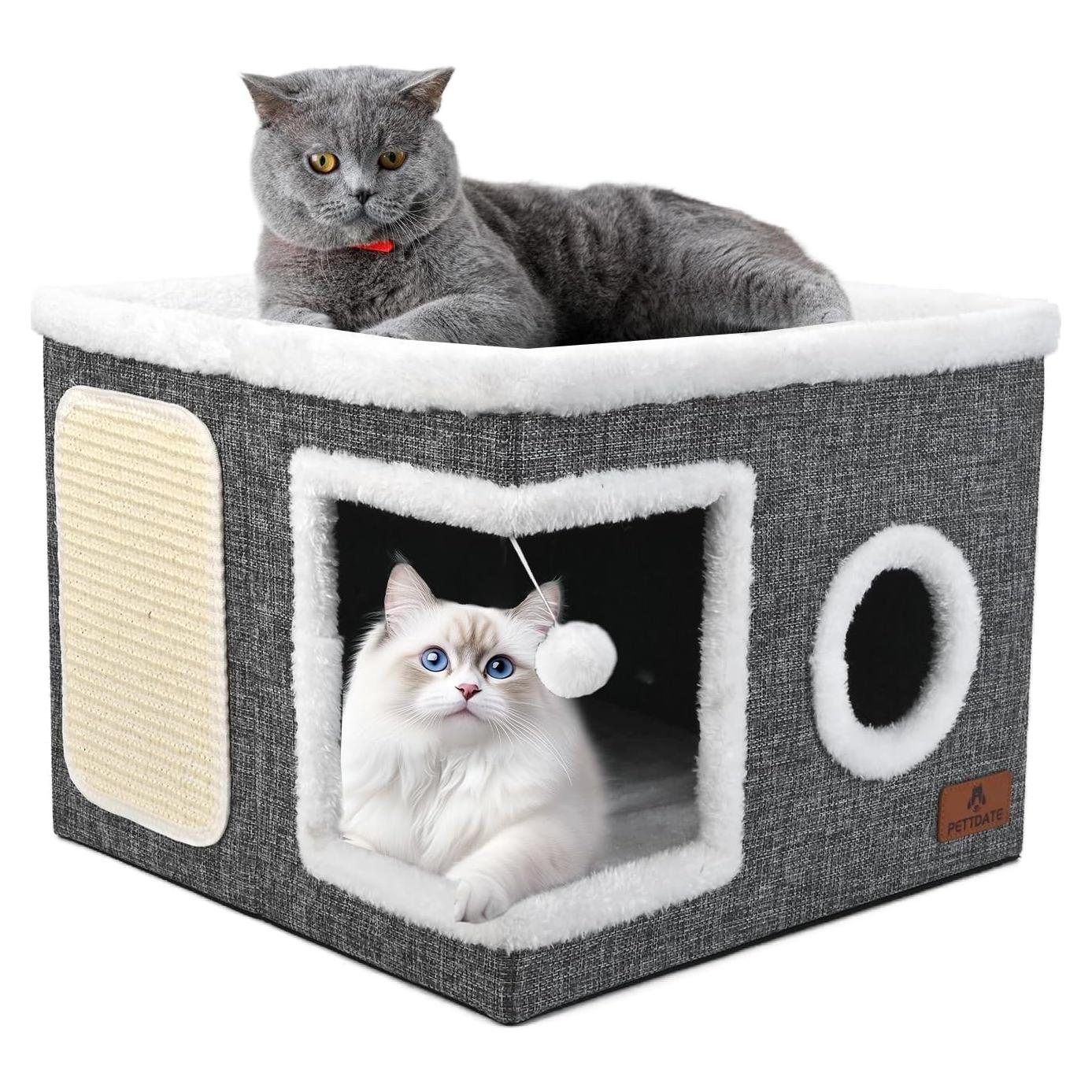 Cama para Gatos PETTDATE con Almohadilla y Cojín Reversible