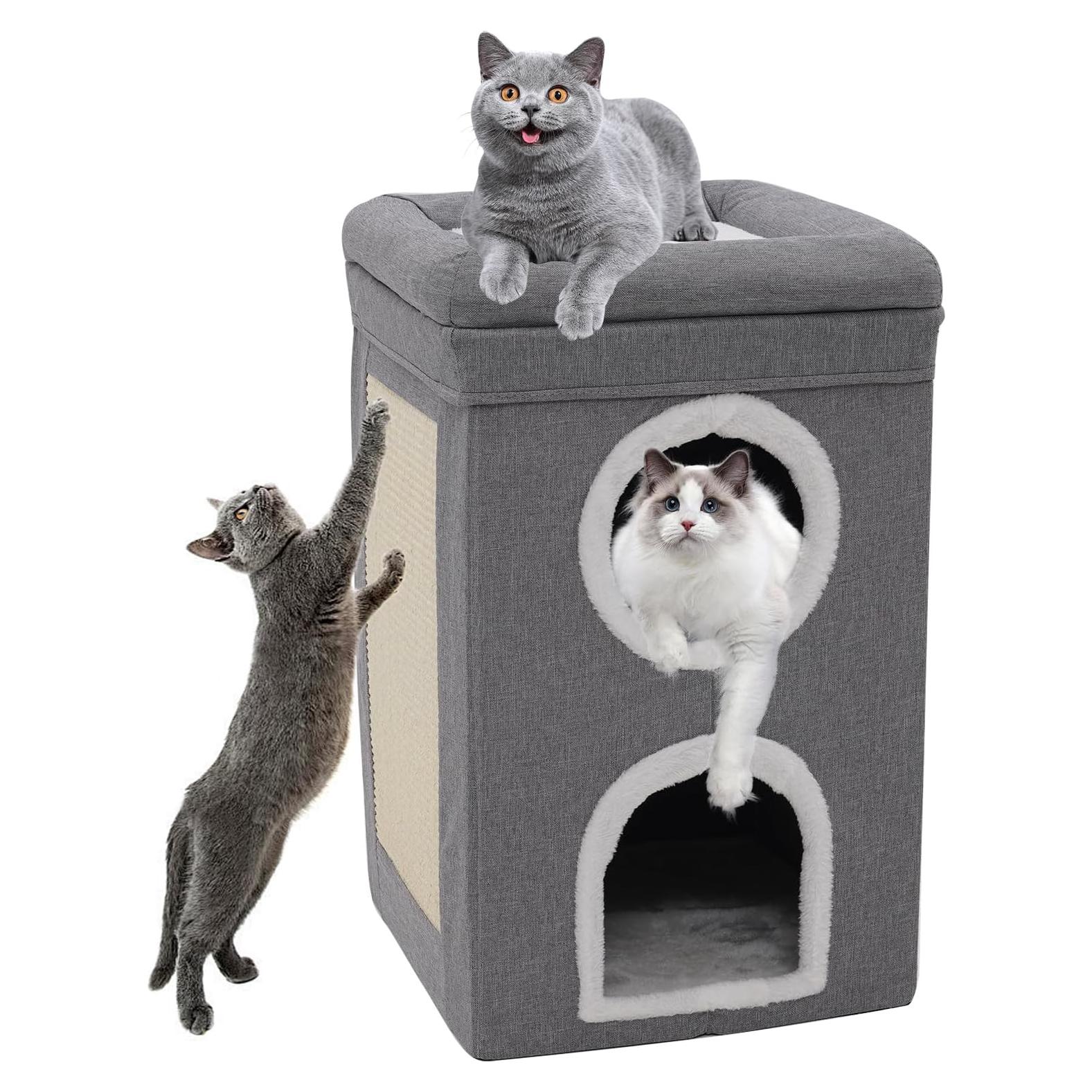 Casa para Gatos Siairo 3 Pisos con Rascador y Almohadilla 66 cm