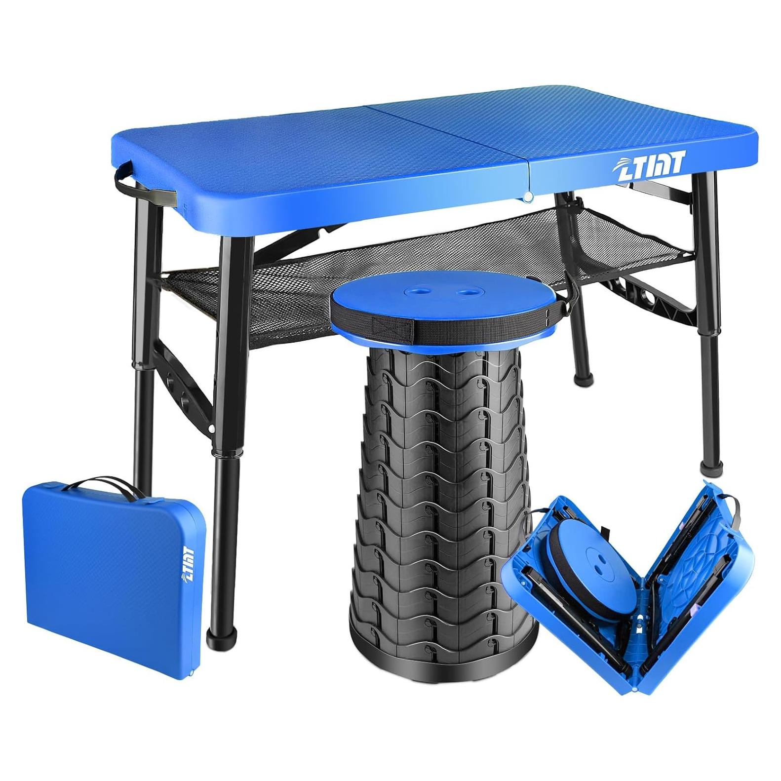 Mesa Plegable ZTMT 4 Pies con Taburete Ajustable