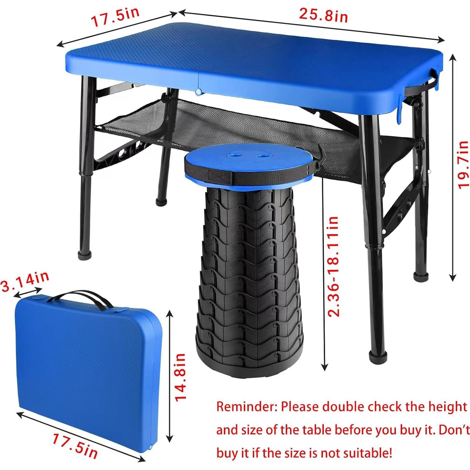 Mesa Plegable ZTMT 4 Pies con Taburete Ajustable
