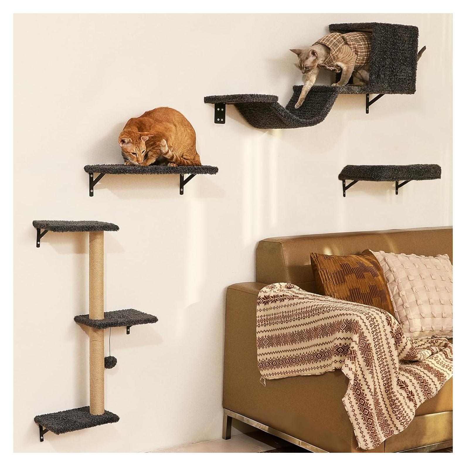 Estantes de Pared para Gatos FUKUMARU 4 en 1 Gris - Madera