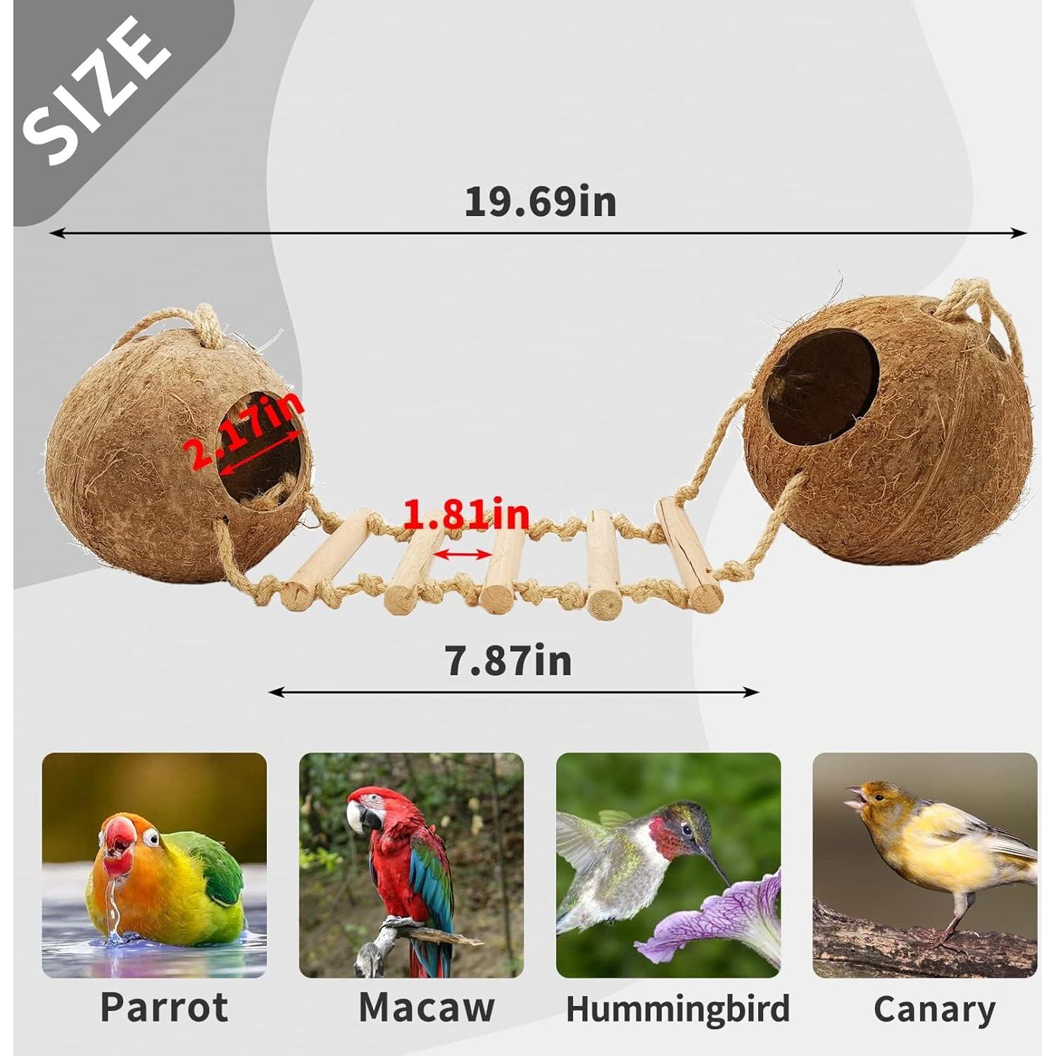 Casa de Pájaro Colgante Tfwadmx de Coco Natural con Escalera