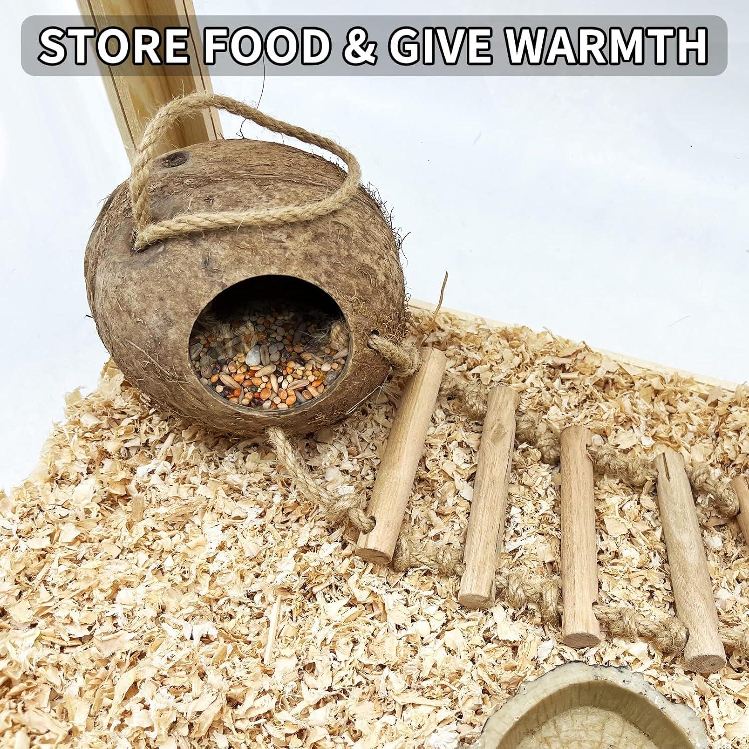 Casa de Pájaro Colgante Tfwadmx de Coco Natural con Escalera