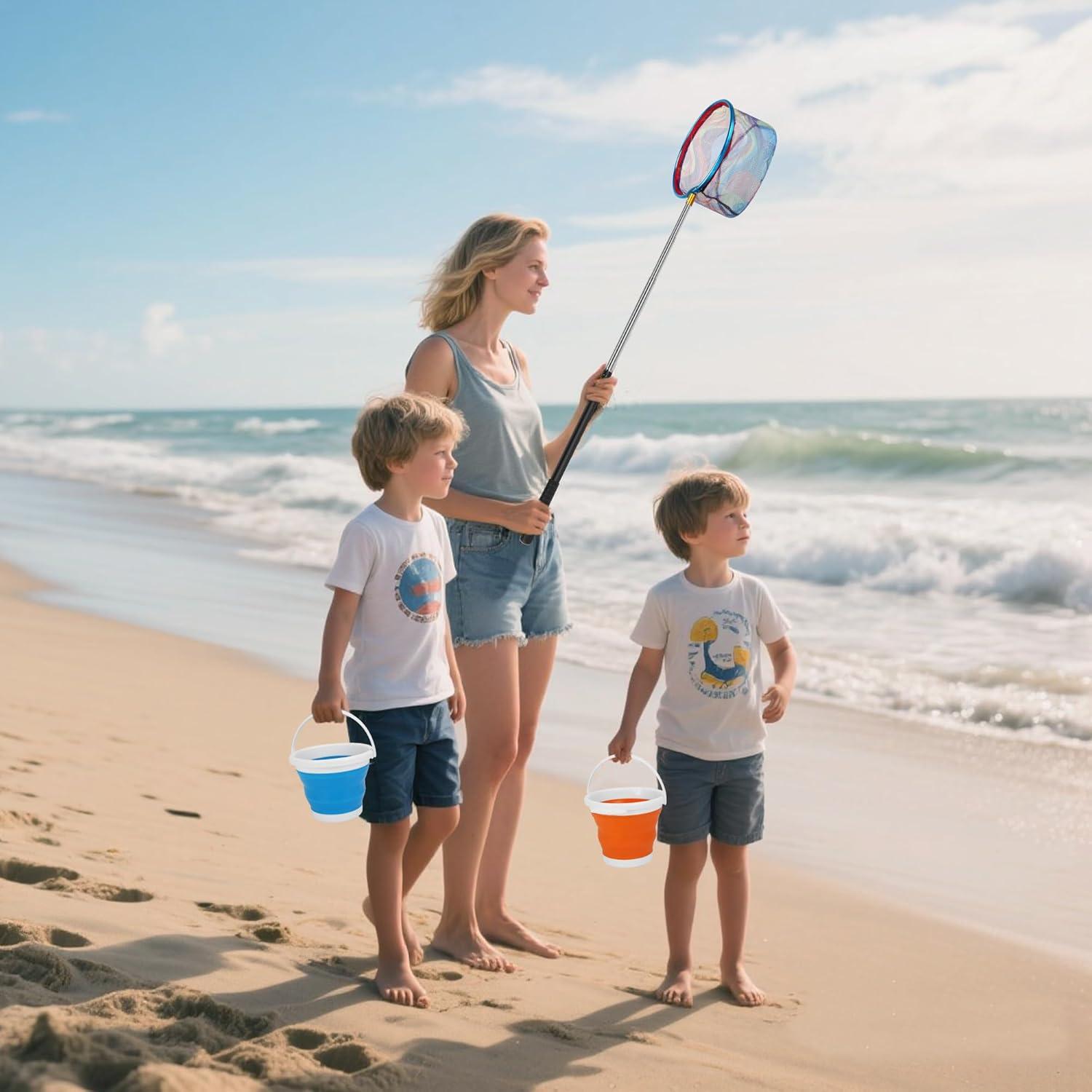 Juego de Pesca para Niños DricRoda 2 en 1 con Red Telescópica y Cubos