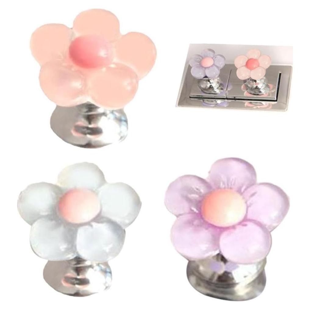 Juego de 3 Botones de Inodoro Multicolor Pxiryanlow Flor