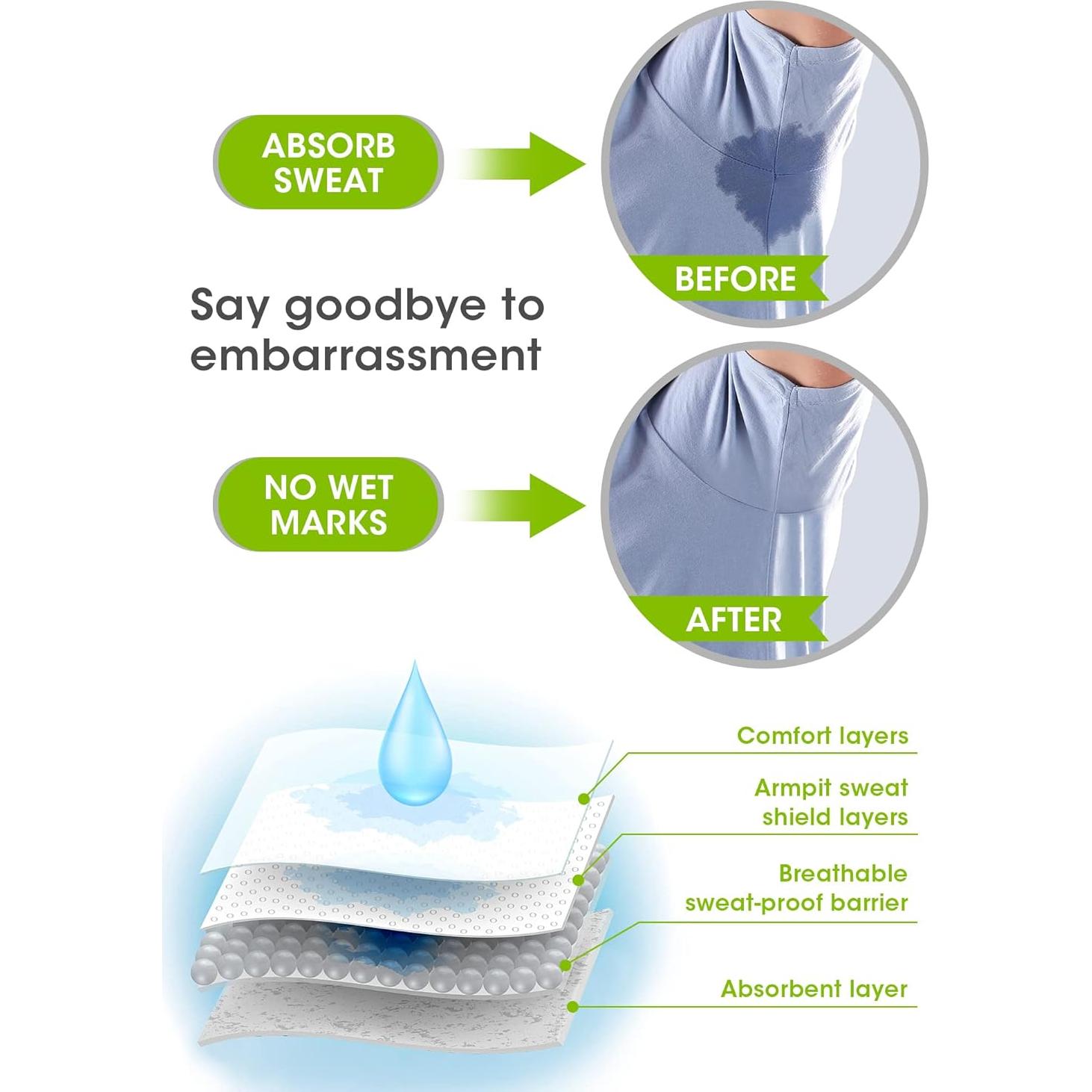 Protectores Antisudor OTTOLIVES 100 Pcs Axilas Hombres Mujeres