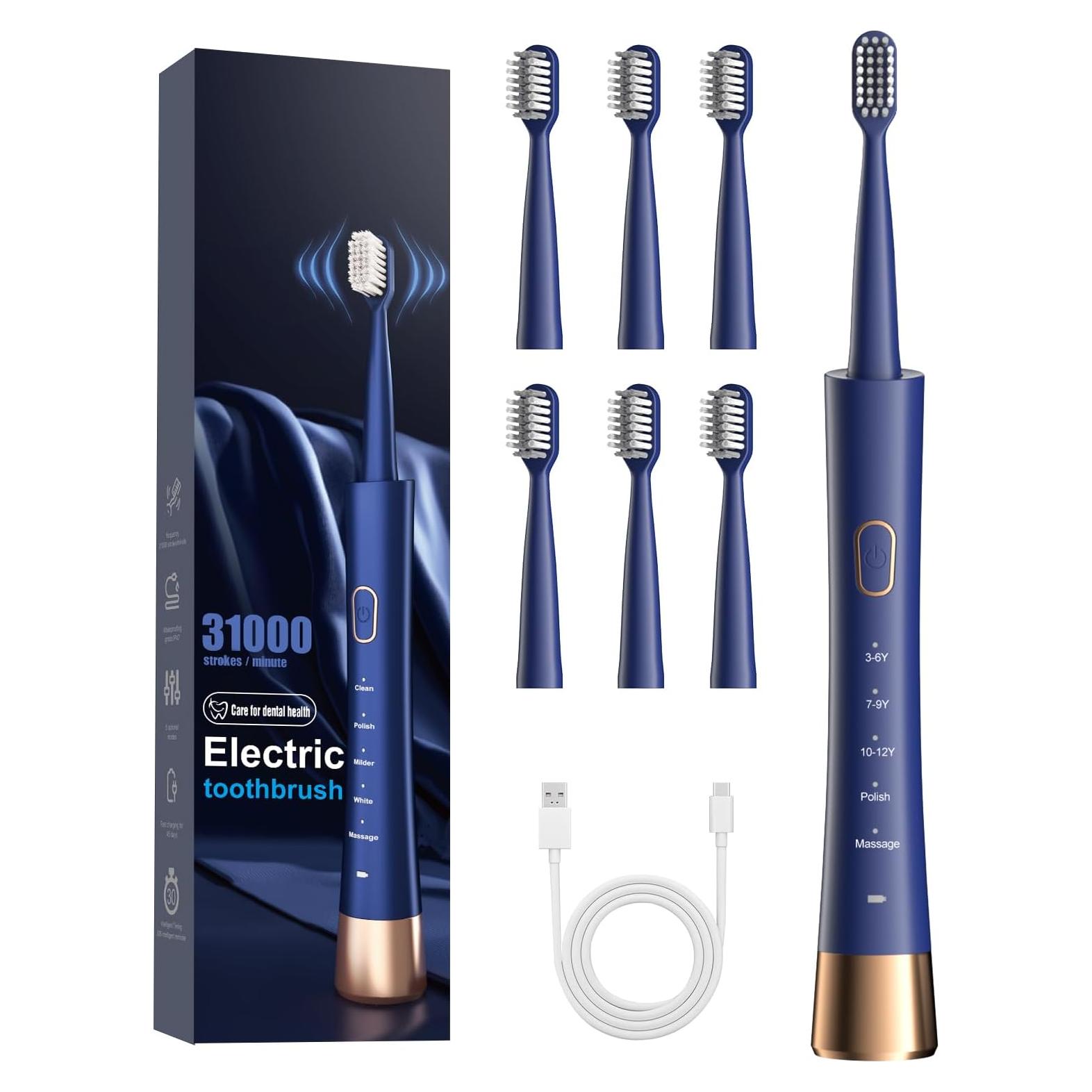 Cepillo de Dientes Eléctrico Ortodóntico JTF con 6 Cabezas