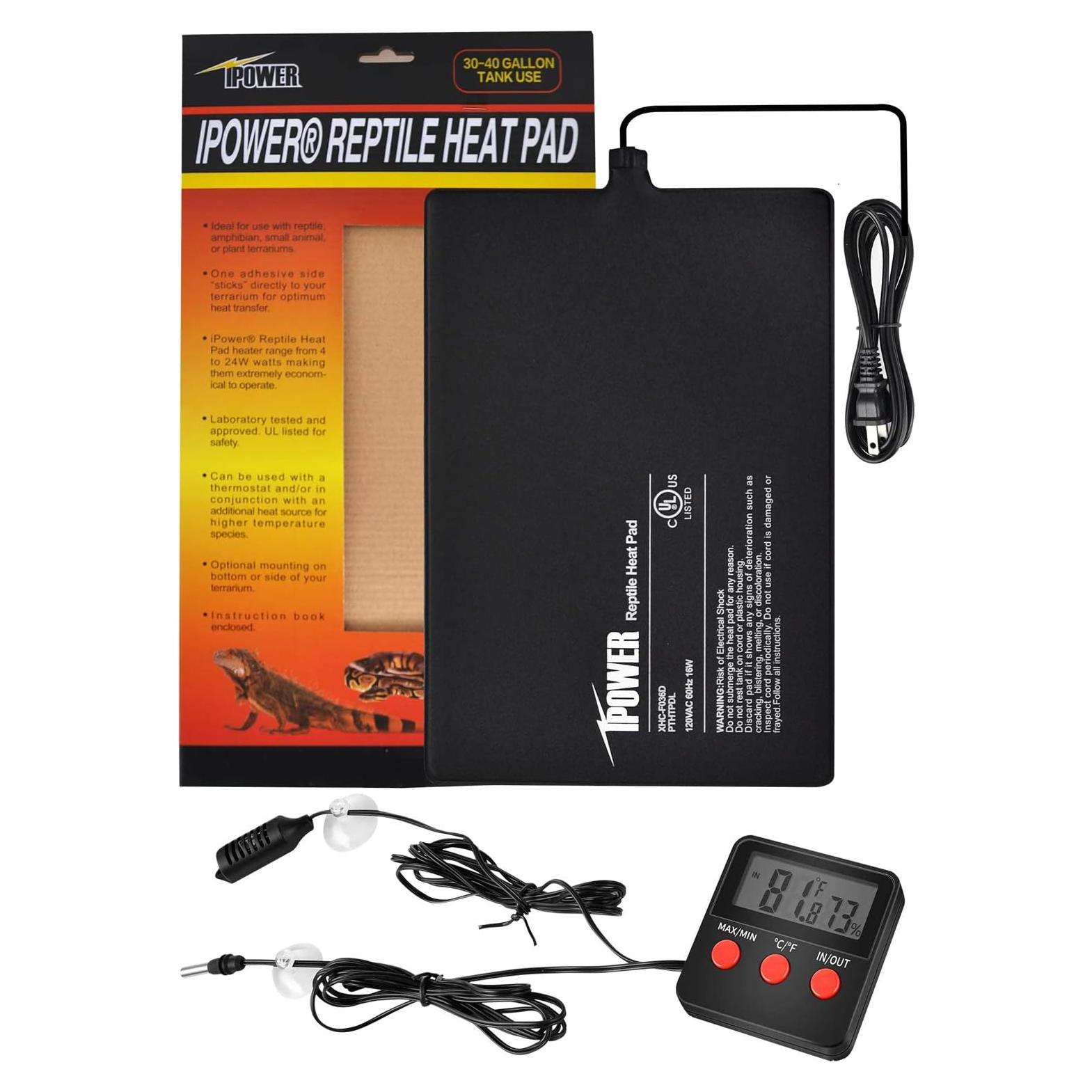 Almohadilla Térmica para Reptiles iPower 20x30cm + Termómetro