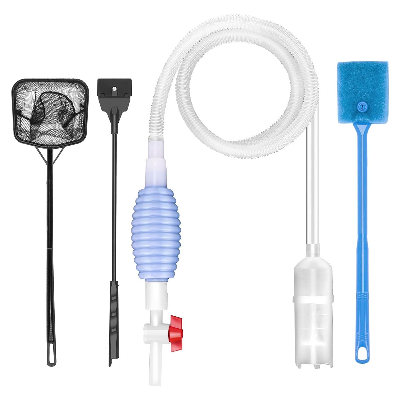 Kit de Limpieza de Acuario 4 Piezas Lanswood - Sifón, Raspador, Red