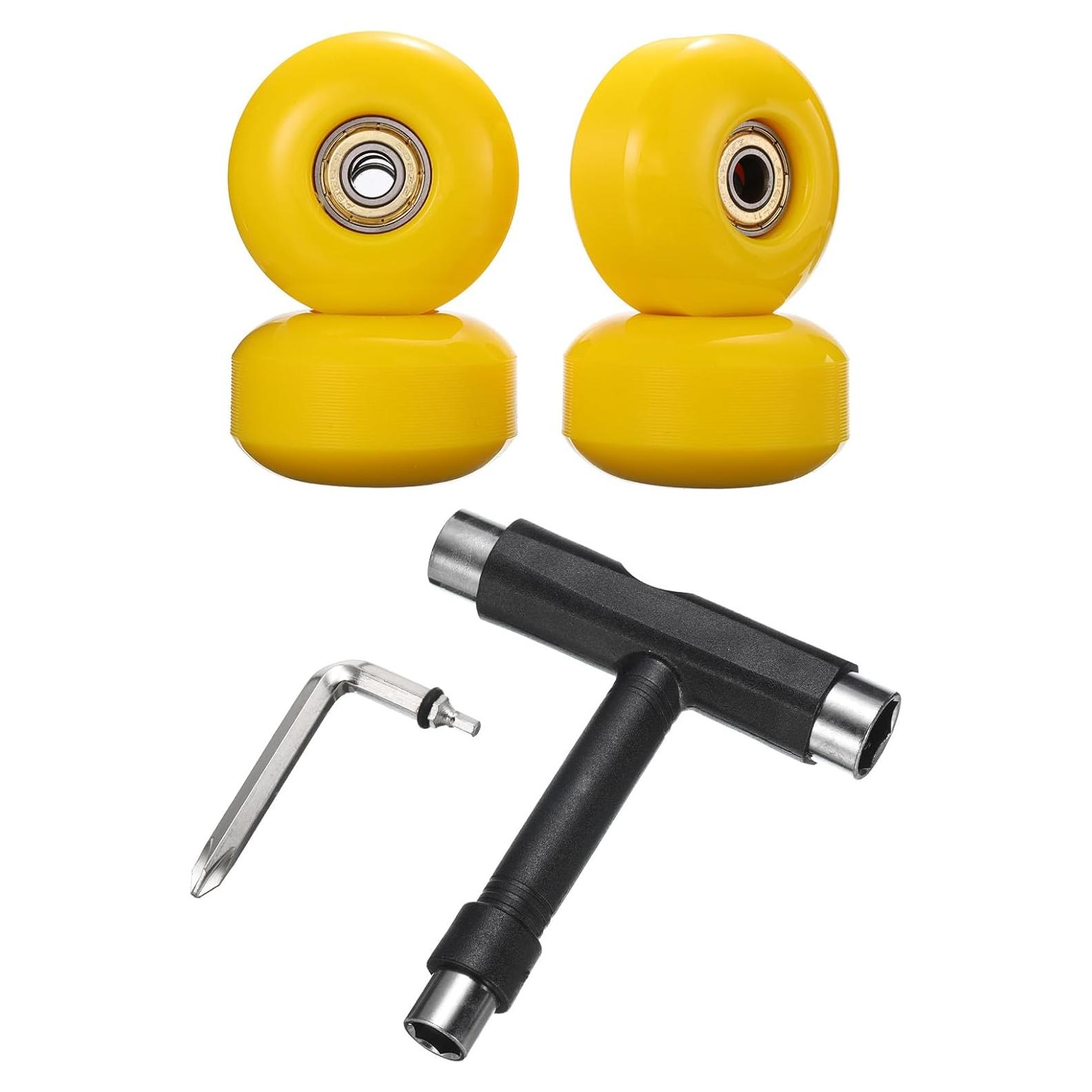 Ruedas de Skateboard PATIKIL 52mm 95A Amarillo + Herramienta