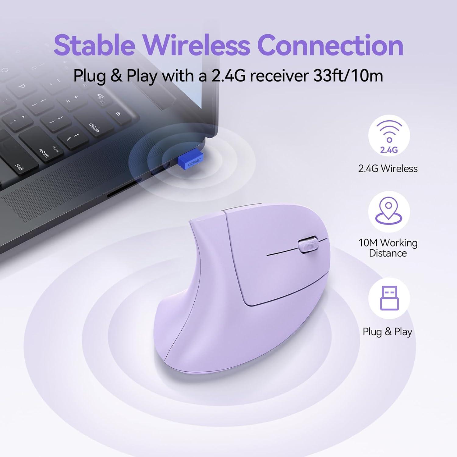 Ratón Ergonómico Inalámbrico TECKNET Vertical 5 DPI Ajustables